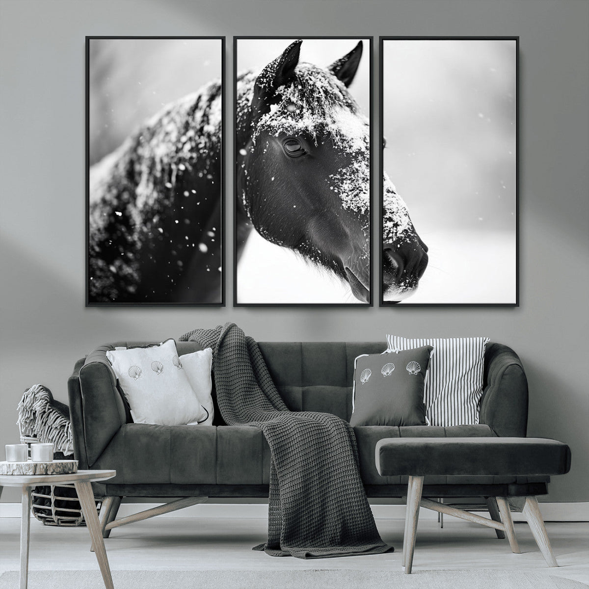 Horse Canvas Print - Winter Horse Snow Wall Art Canvas Print