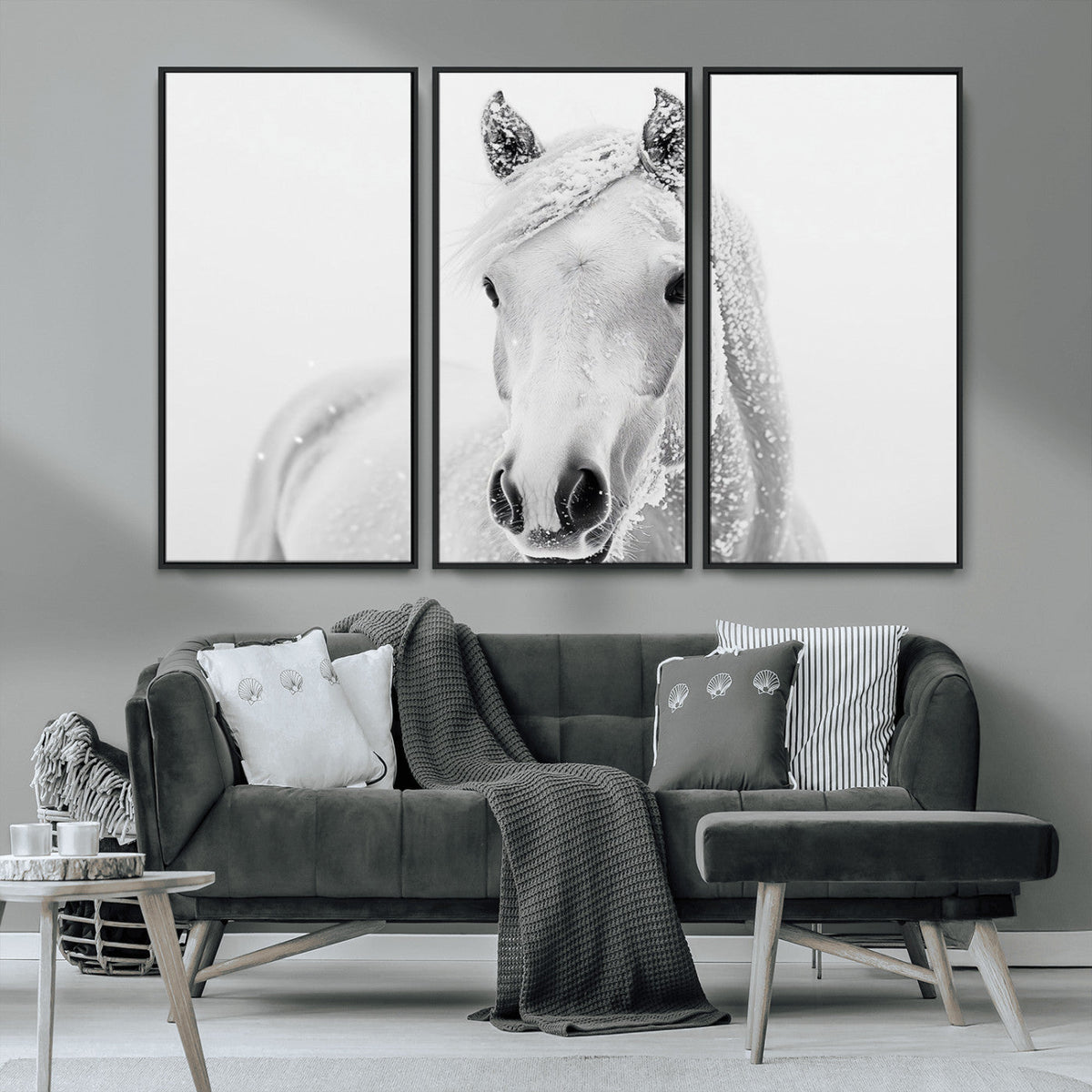 Majestic White Horse Wall Art | Ready to Hang and Framed |