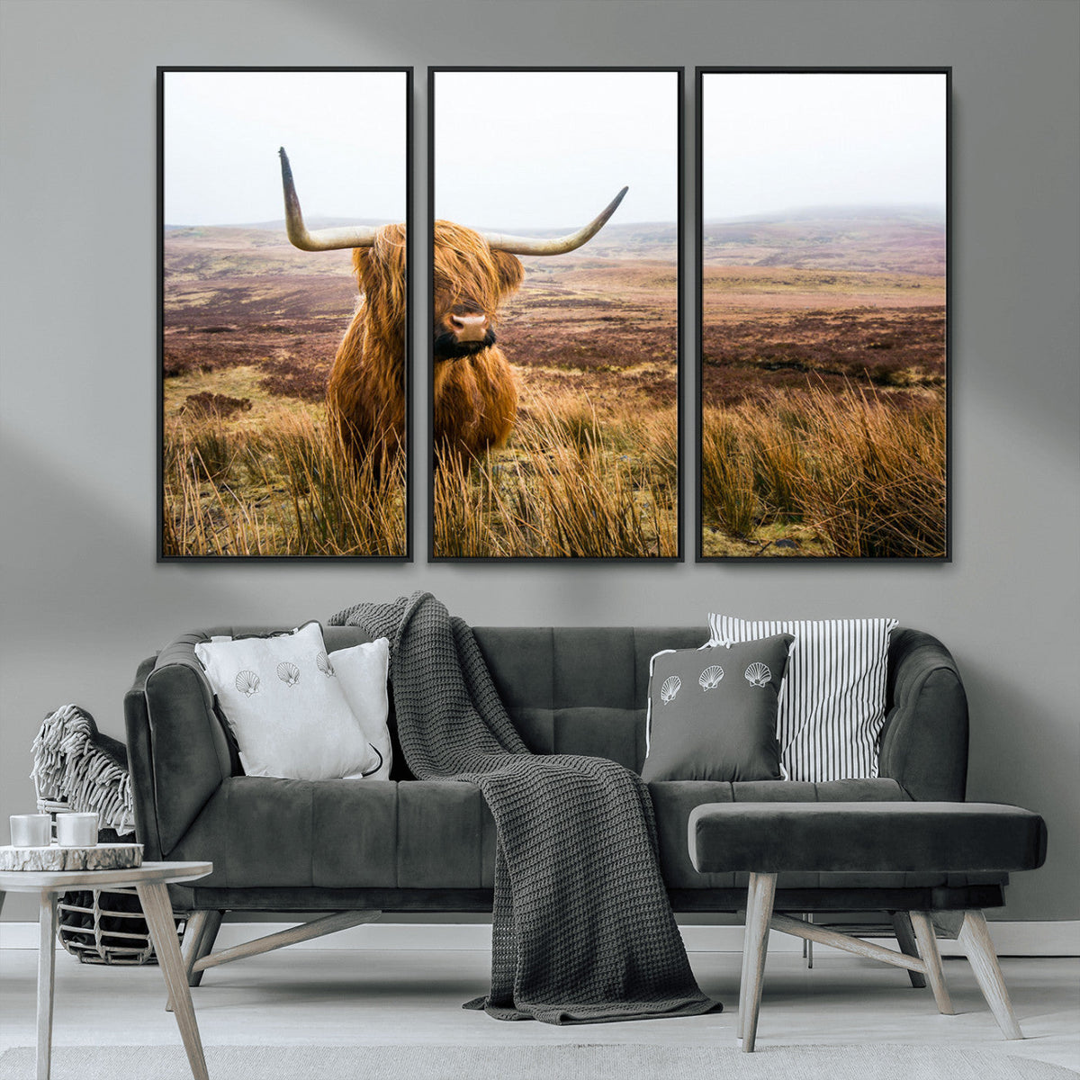 Scottish Highland Cow Canvas Wall Art – Rustic Farmhouse