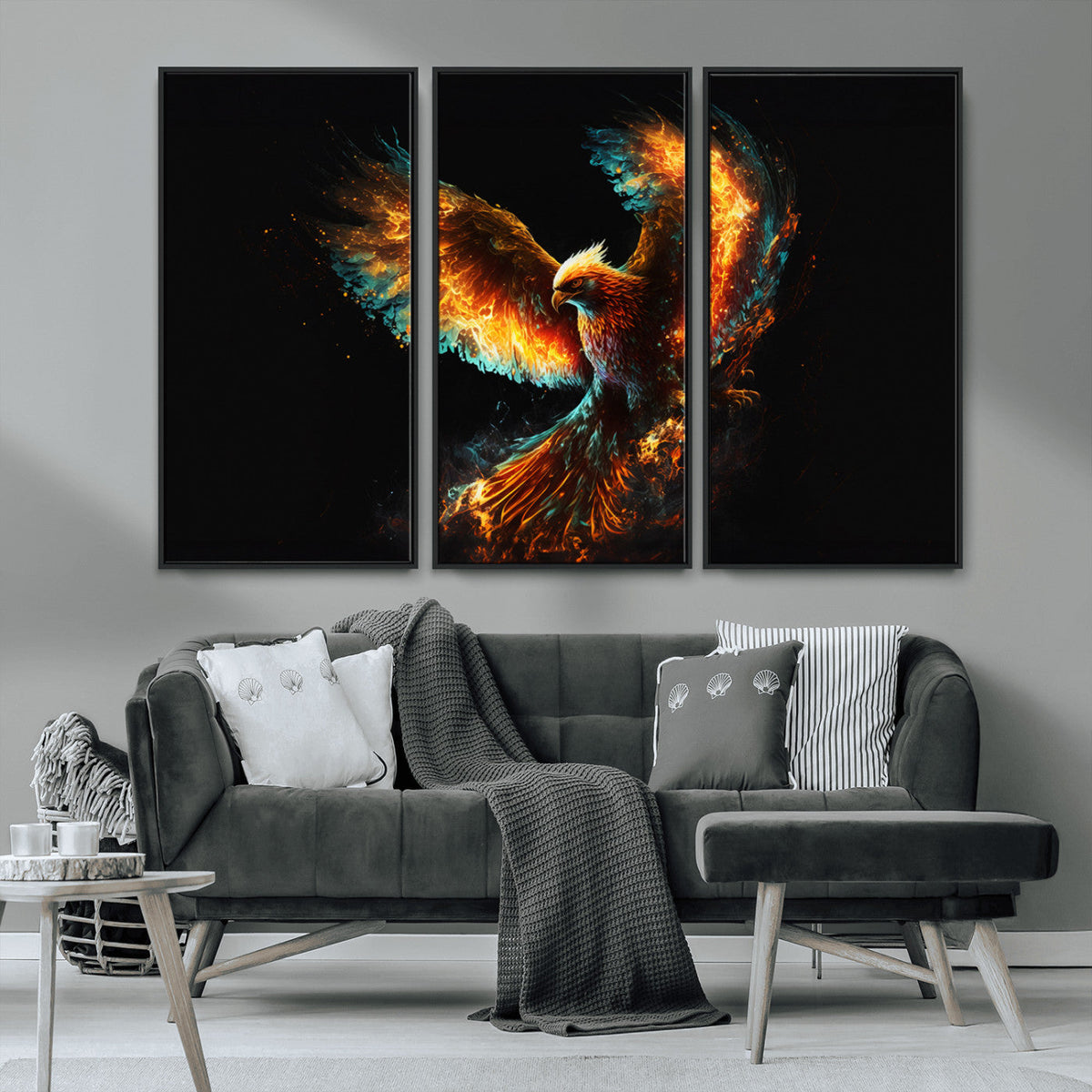 Fiery Phoenix Canvas Print | Ready to Hang Wall Art | Bold