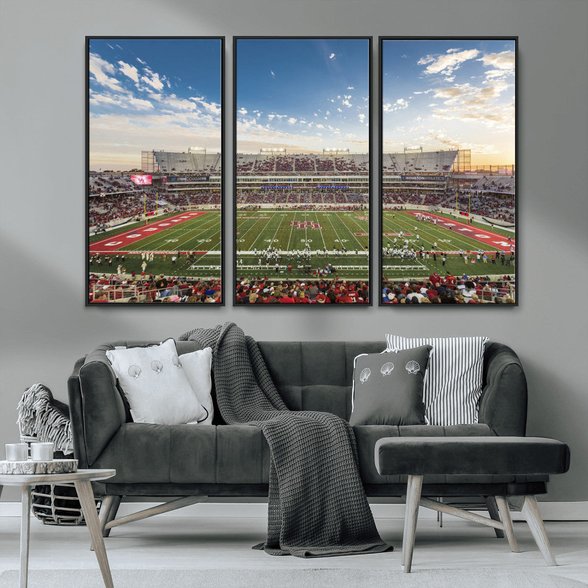 Framed Houston Cougars Football Team Print - Houston TDECU