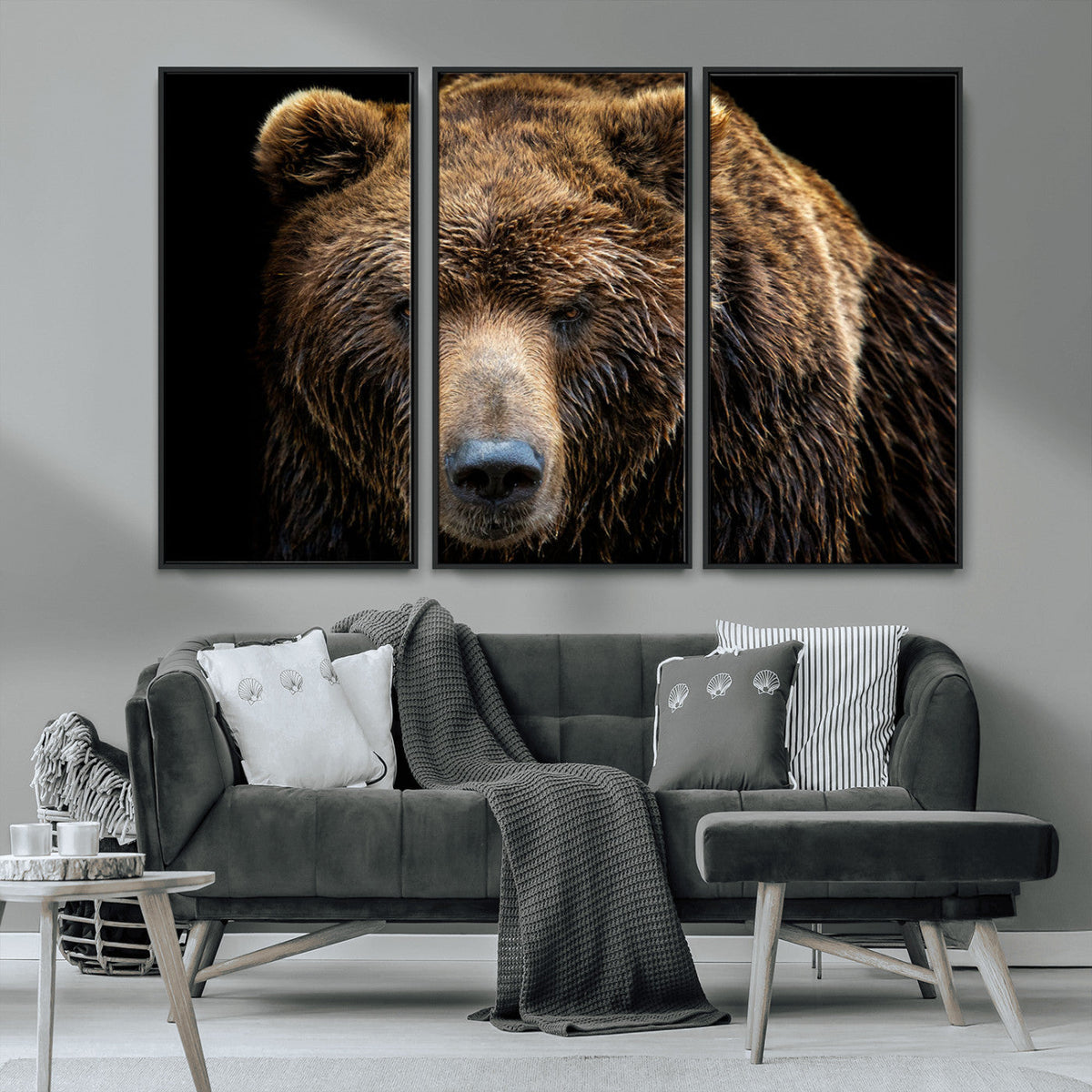 Grizzly Brown Bear Canvas Wall Art, Wildlife Animal Canvas
