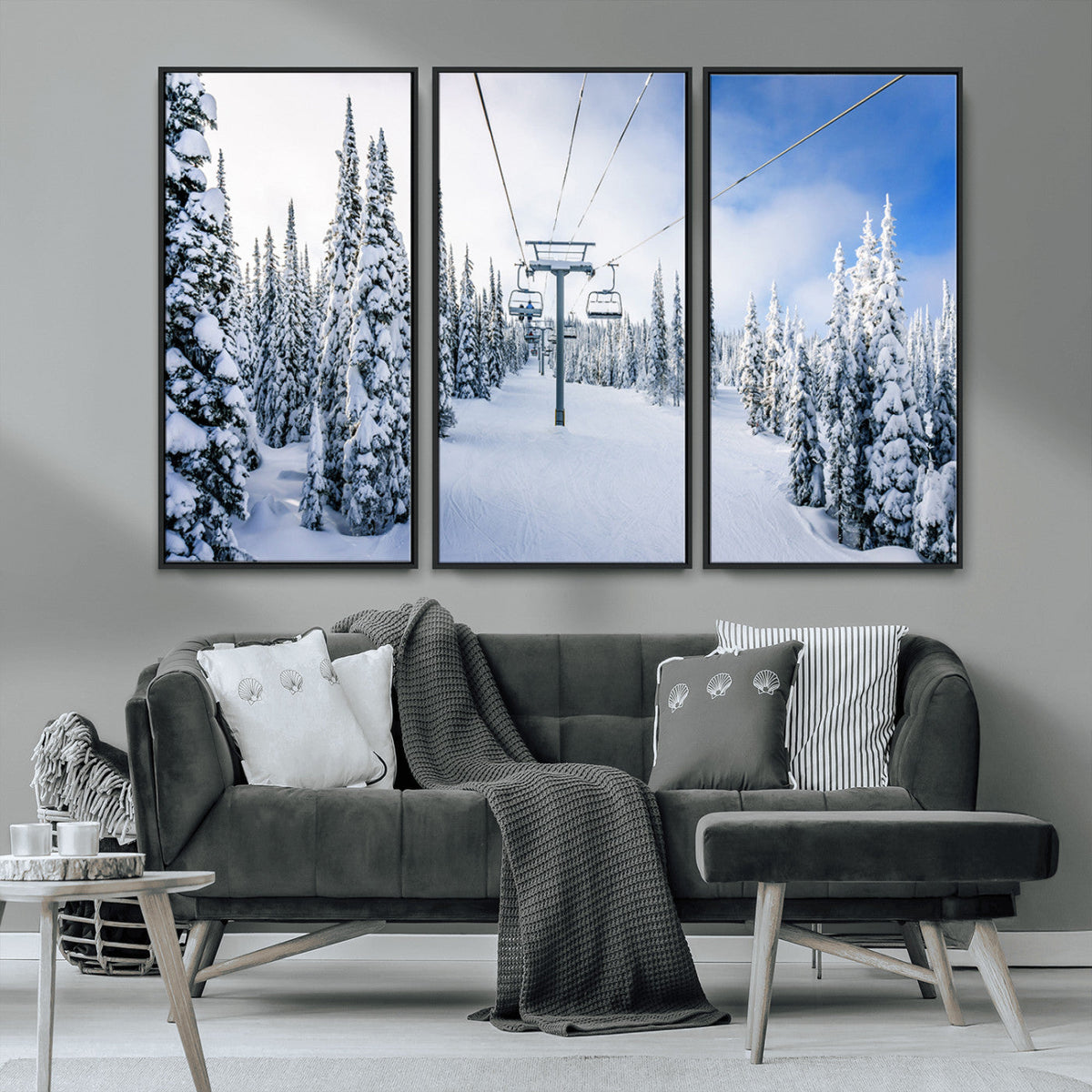 Winter Ski Lift Wall Art Print - Landscape Wall Art | Snowy