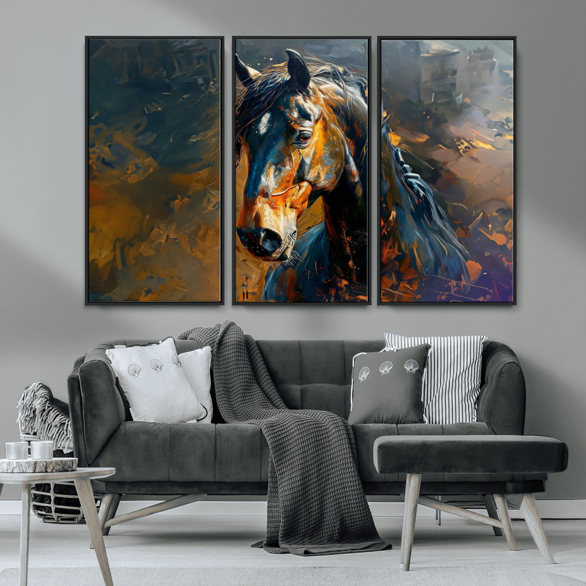 Abstract Horse Wall Art Canvas Print | Farmhouse Wall Decor