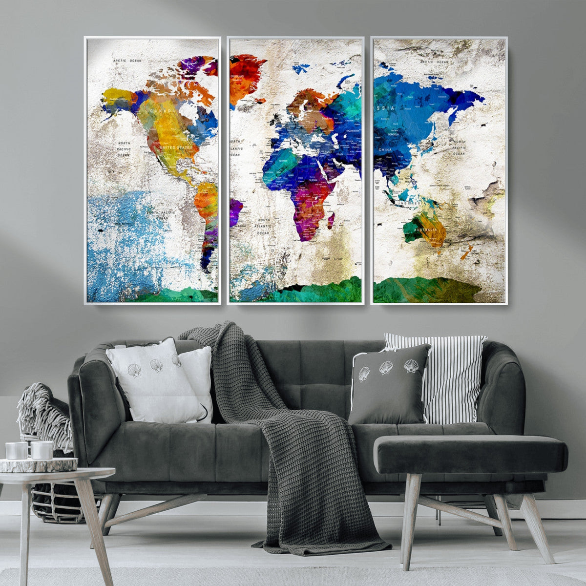 World Map Canvas Print – Framed Travel Map Wall Art for