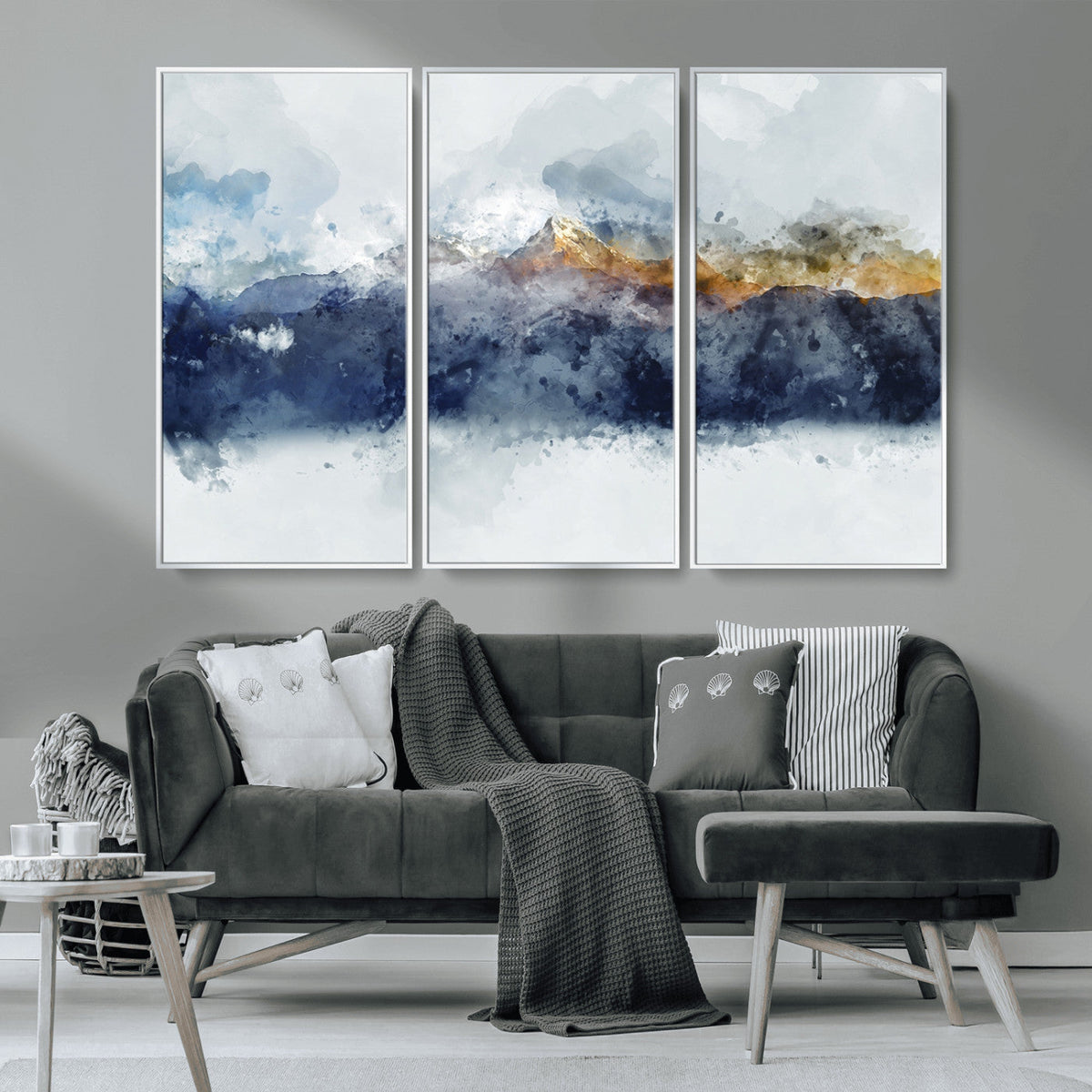 Abstract Mountain Range Art Canvas Print | 3 Panel