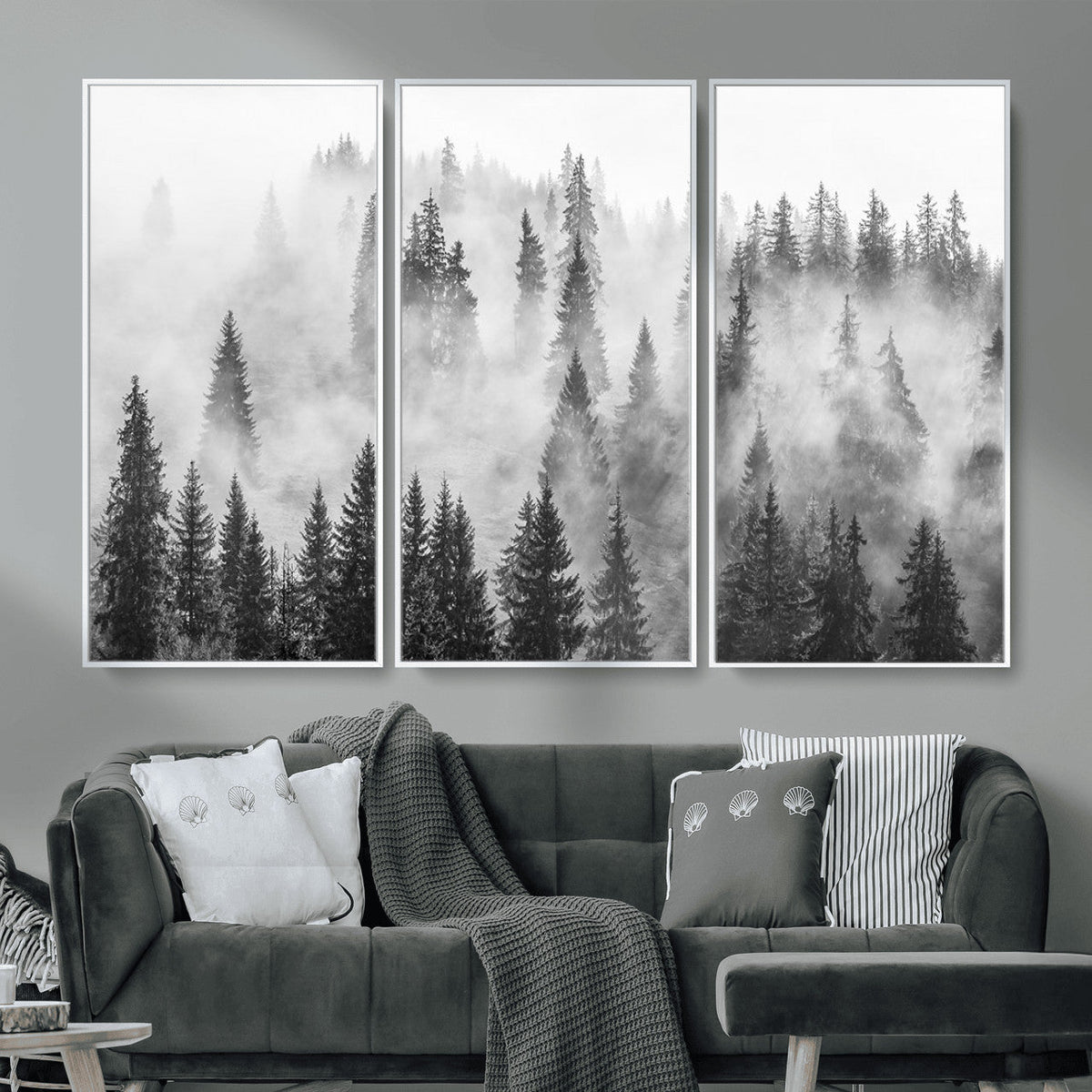 Forest Wall Art Print | Foggy Pine Forest Canvas Wall Art -