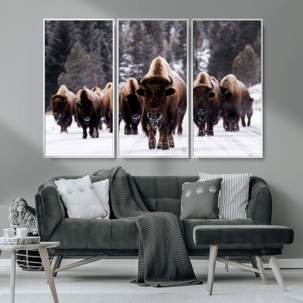 Bison Wall Art Canvas Print- Bison Herd Canvas Wall Art –