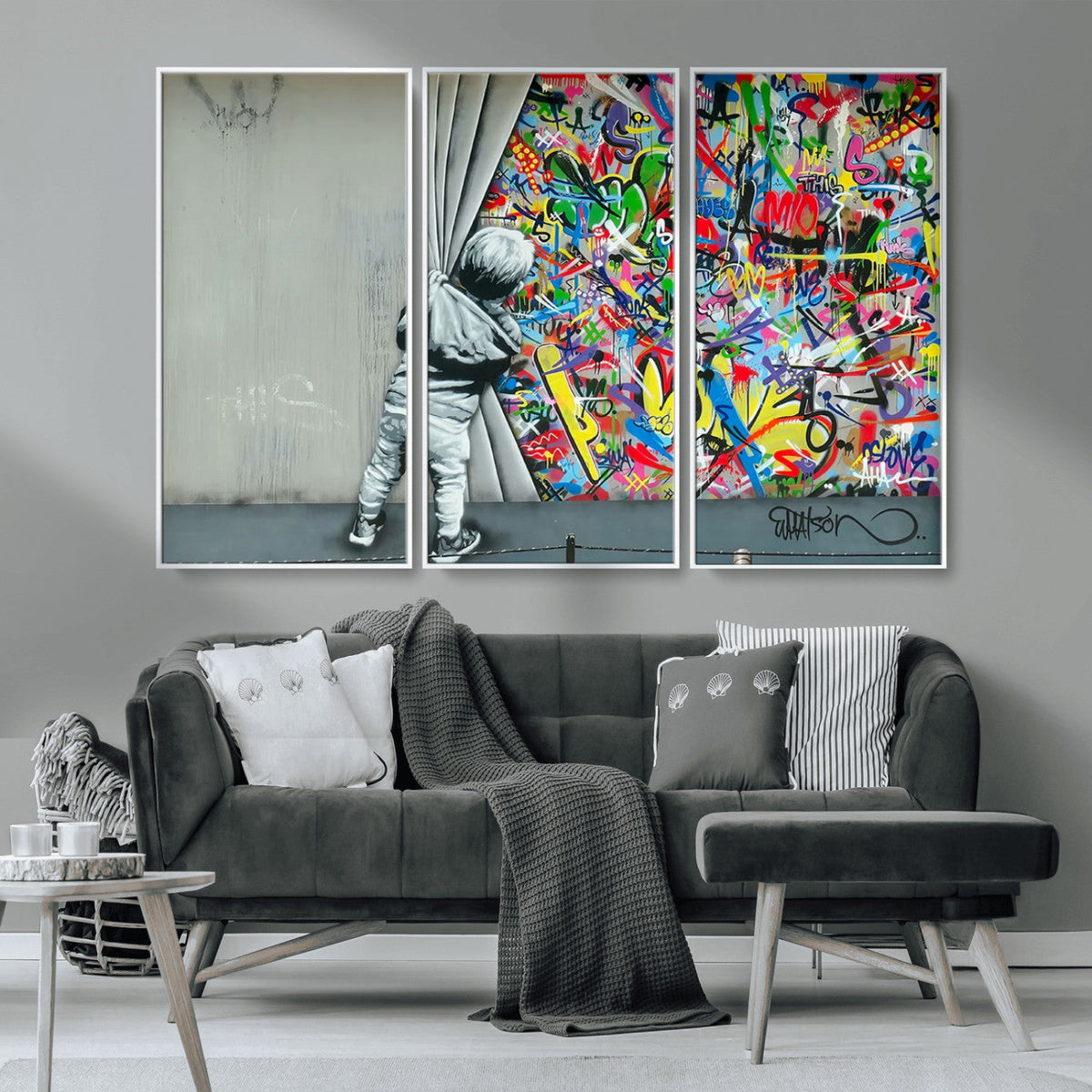 Banksy Colorful Street Graffiti Canvas Wall Art Print,