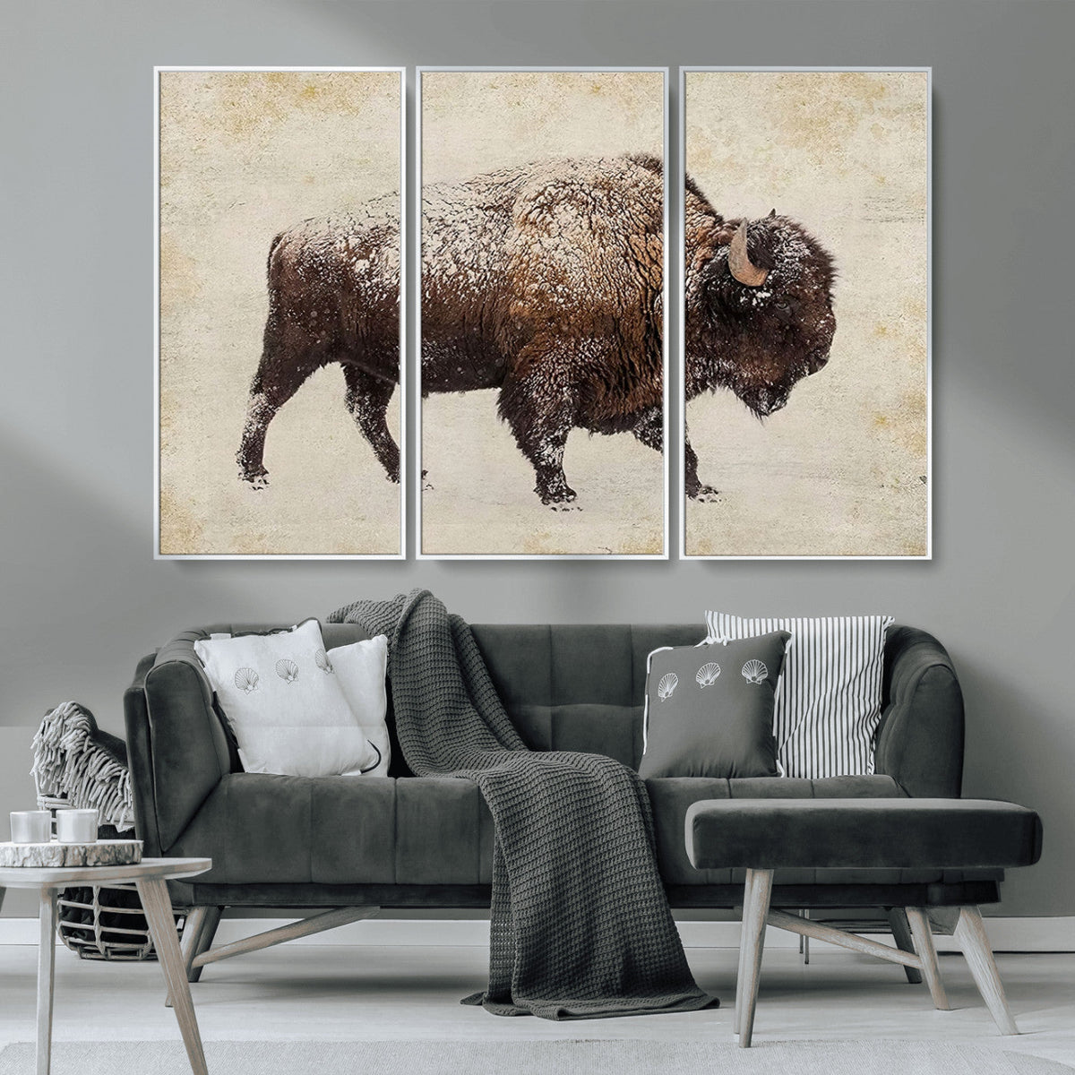 Buffalo Wall Art, Western Bison Canvas Print, Rustic Buffalo