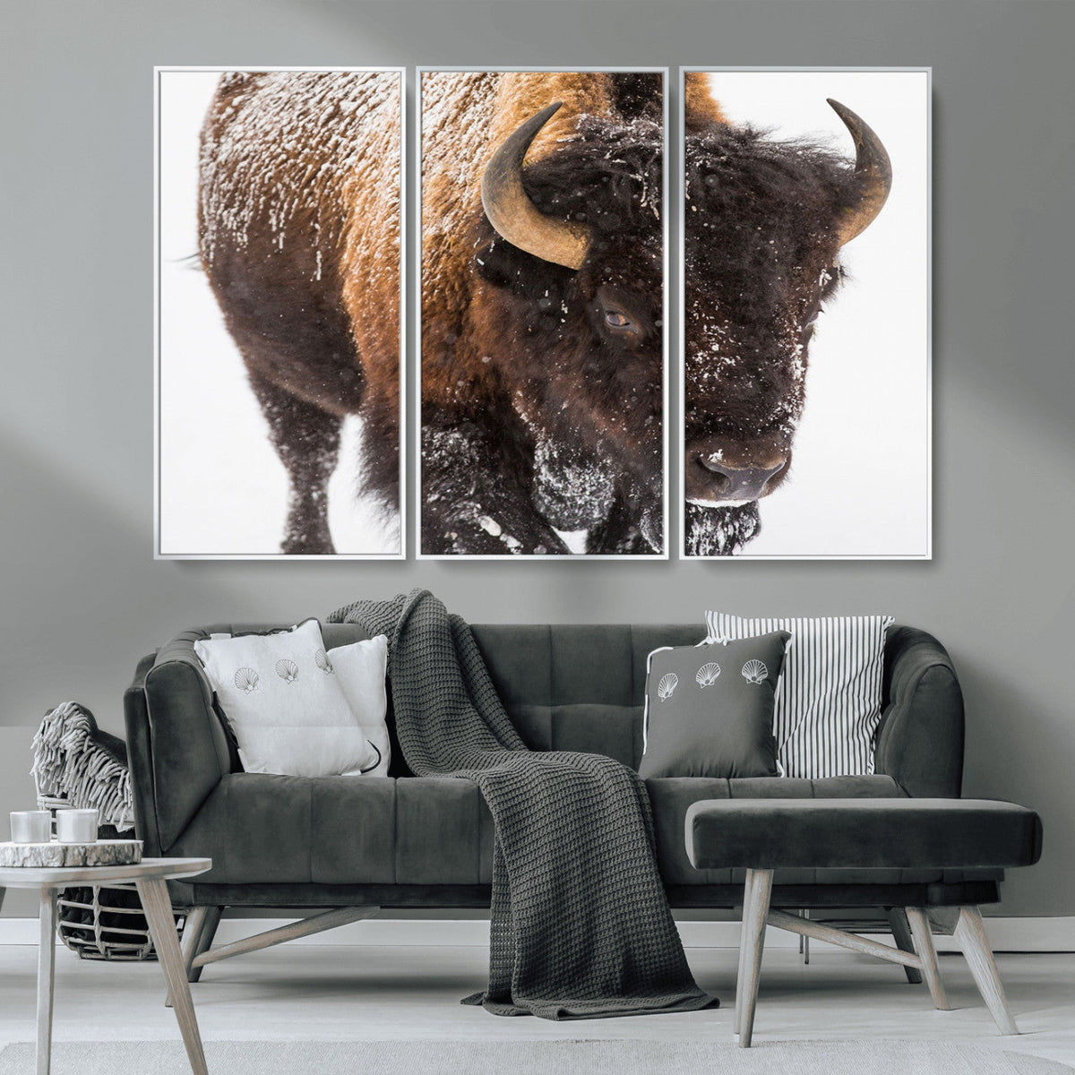 Bison Wall Art Canvas Print For Farmhouse, Wild Animal Wall
