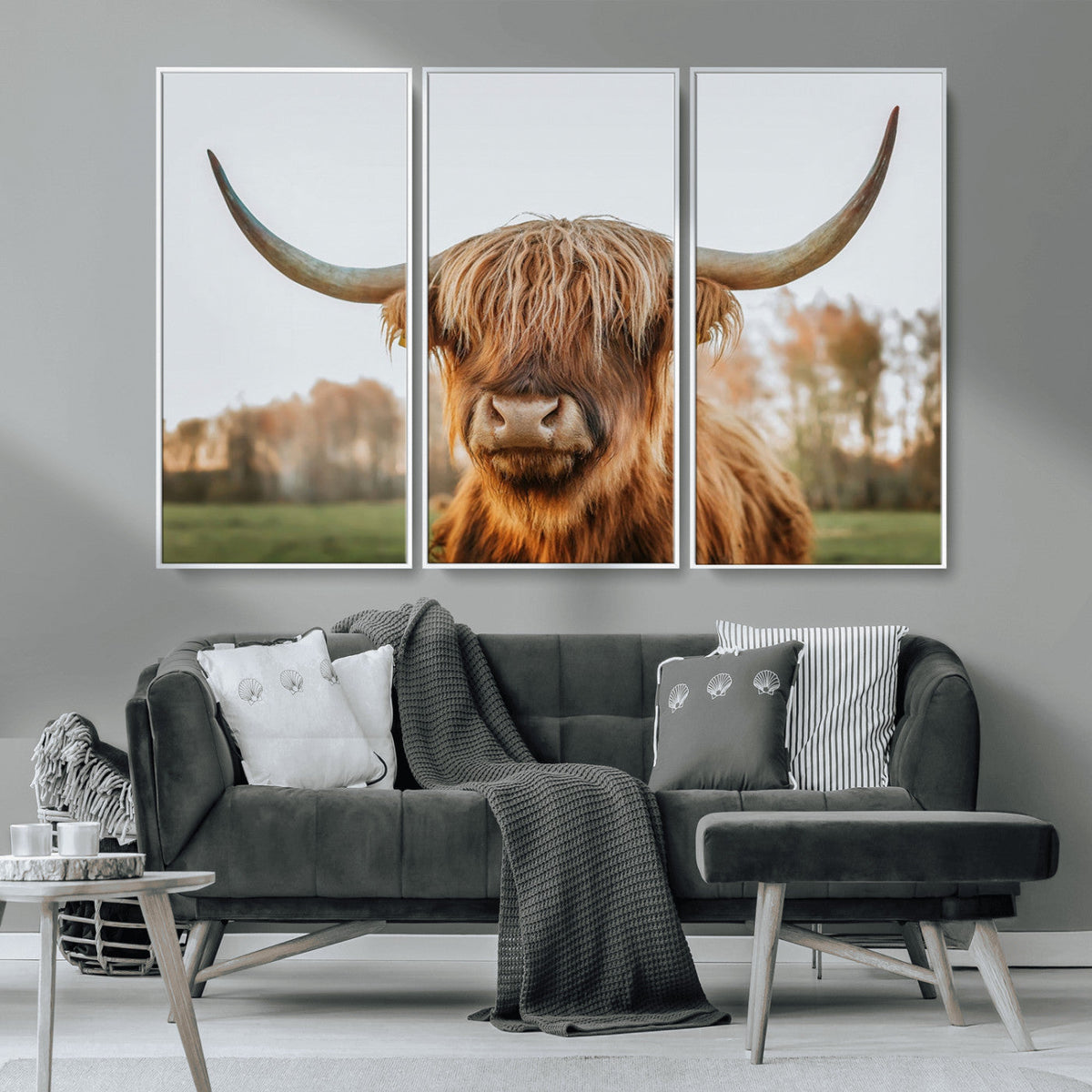 Highland Cow Animal Scottish Cattle Art Print Farmhouse Wall