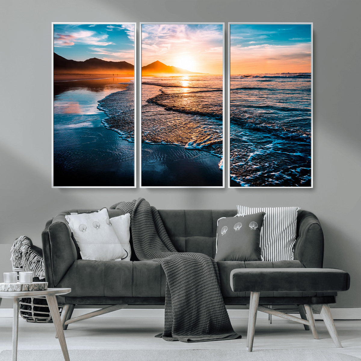 Sunset Beach Ocean Canvas Wall Art – Tranquil Ocean