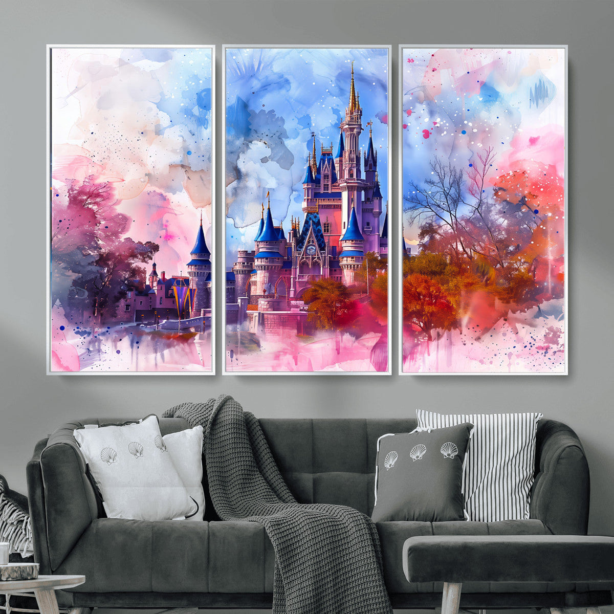 Disney Wall Art: Dreamy Watercolor Cinderella Castle Canvas