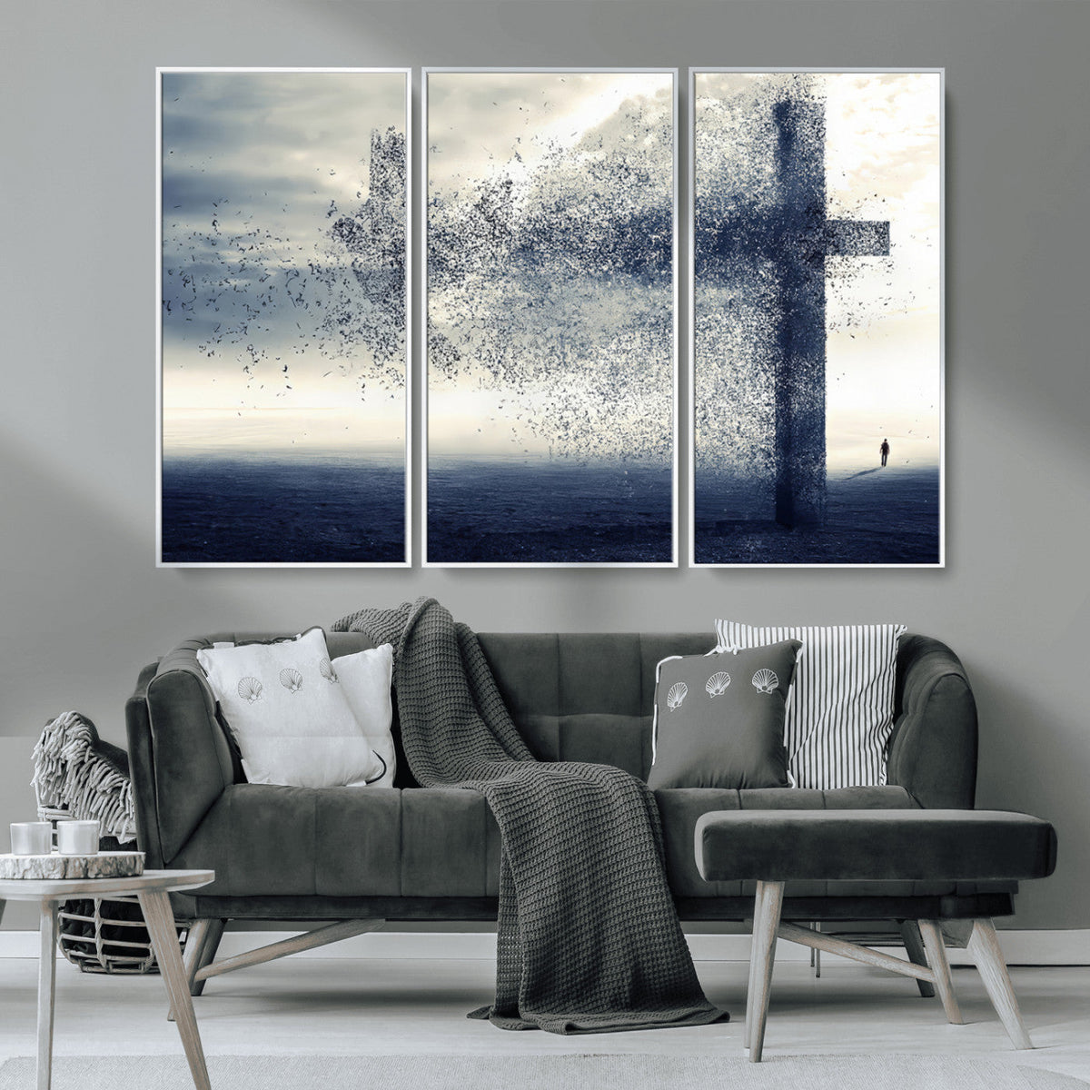 Jesus and the Fading Cross Wall Art Print – Symbol of Faith,