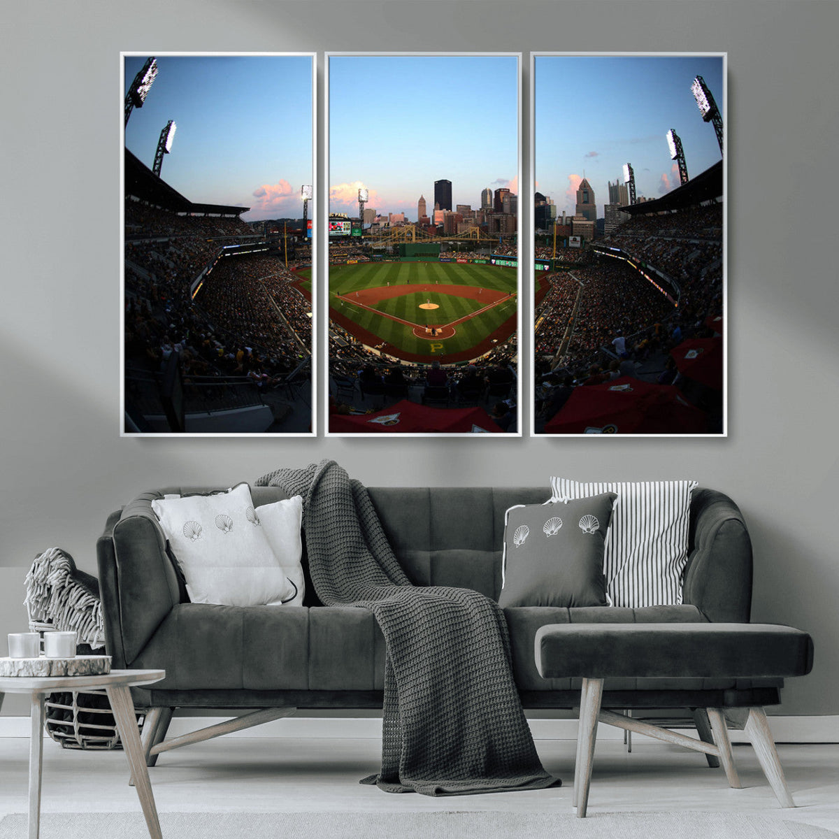PNC Park Evening Game Triple Canvas Wall Art - Pittsburgh