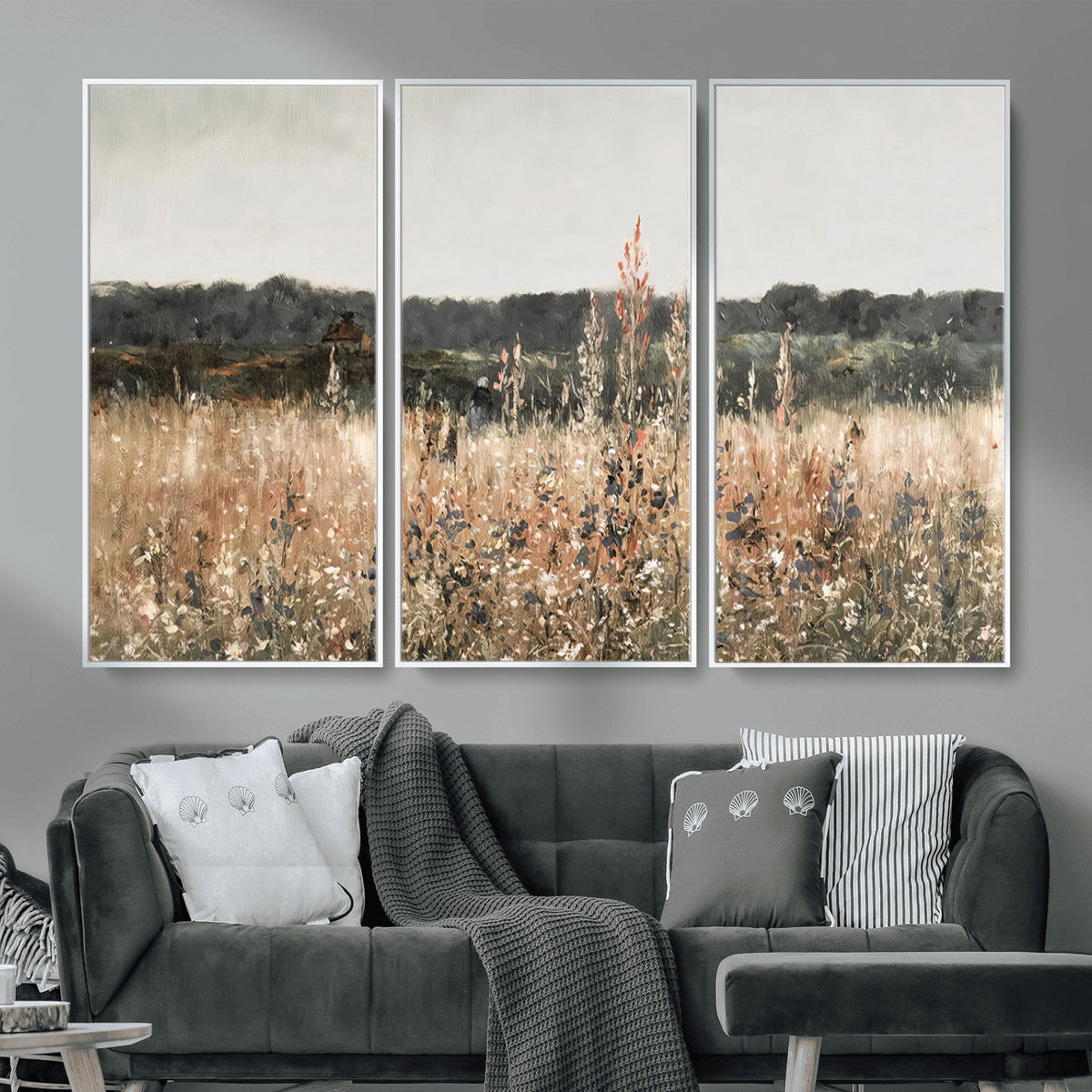 Rustic Field Landscape Wall Art Print, Giclee Canvas Wall