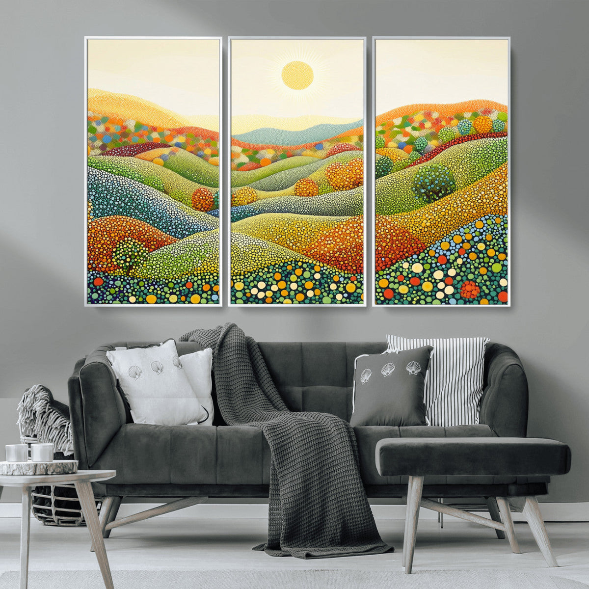 YAYOI KUSAMA Wall Art - Colorful Dot Art Landscape Canvas,