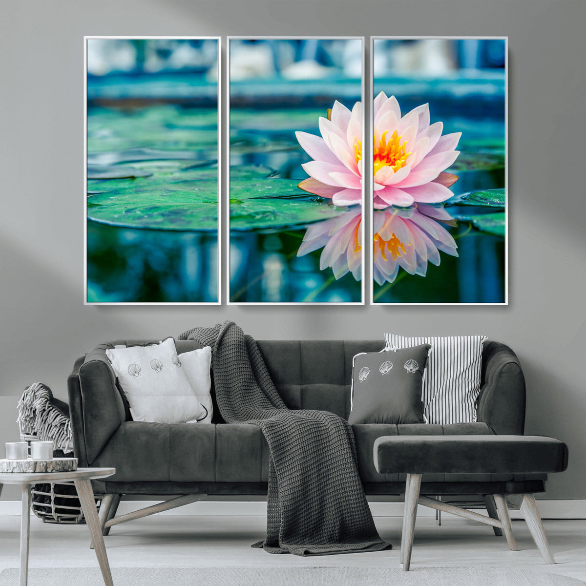 Lotus Flower Wall Art Canvas Print, Water Lily Large Wall