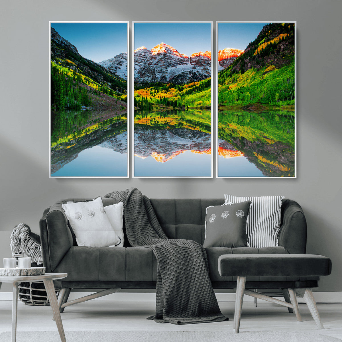 Sunrise Maroon Bells Lake Wall Art Canvas Print – Framed Elk