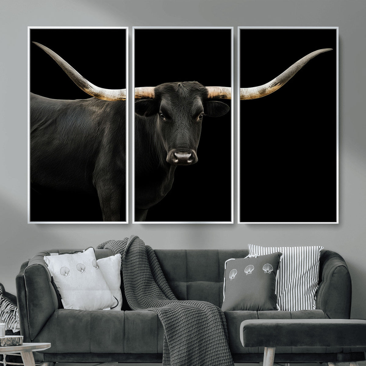 Longhorn Cattle Wall Art Canvas Print – Framed Texas Ranch
