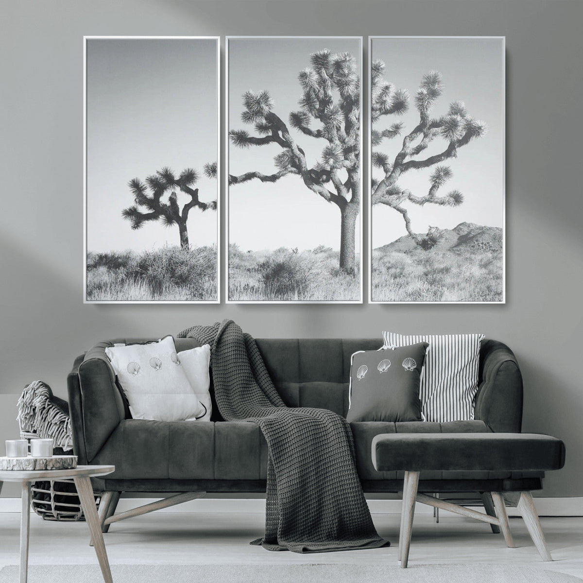Joshua Tree Wall Art Canvas Print – Framed Black White