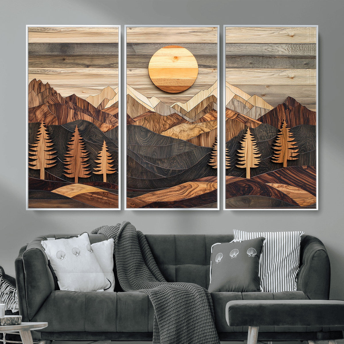 Wood Mountain Wall Art Canvas Print – Layered Forest and