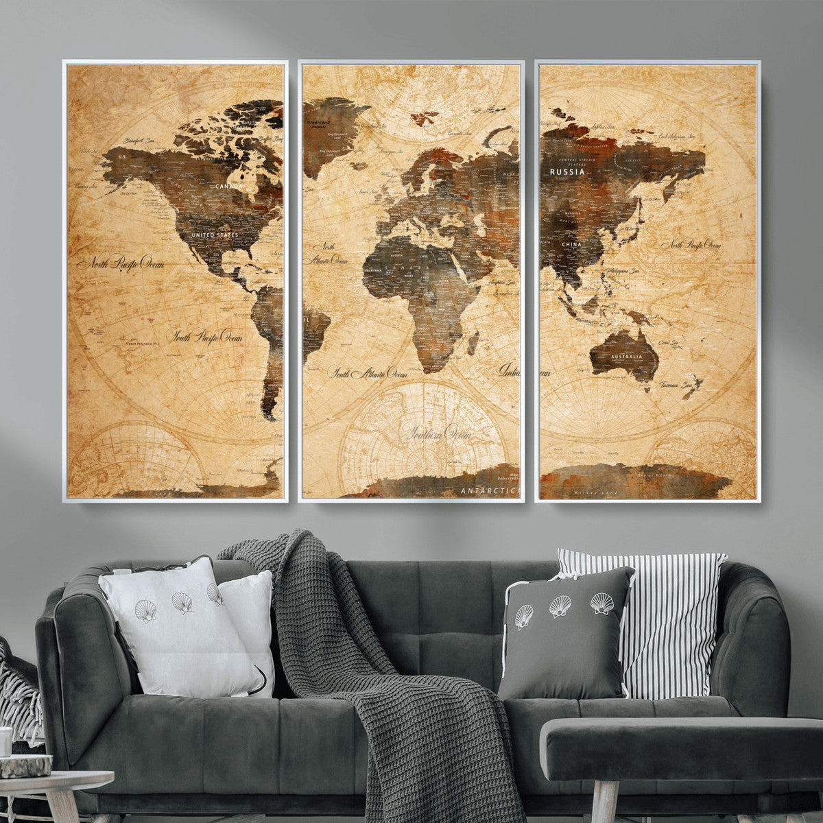 Push Pin World Map Canvas Print – Travel Tracker Wall Art