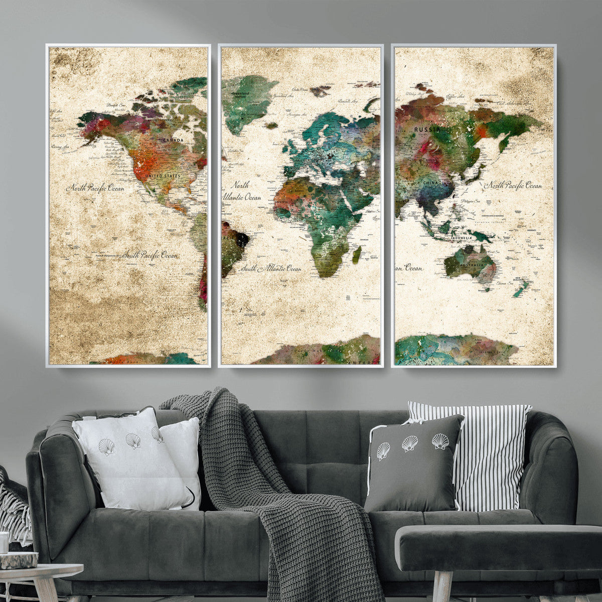 World Map Canvas Print – Framed Detailed Map of the World
