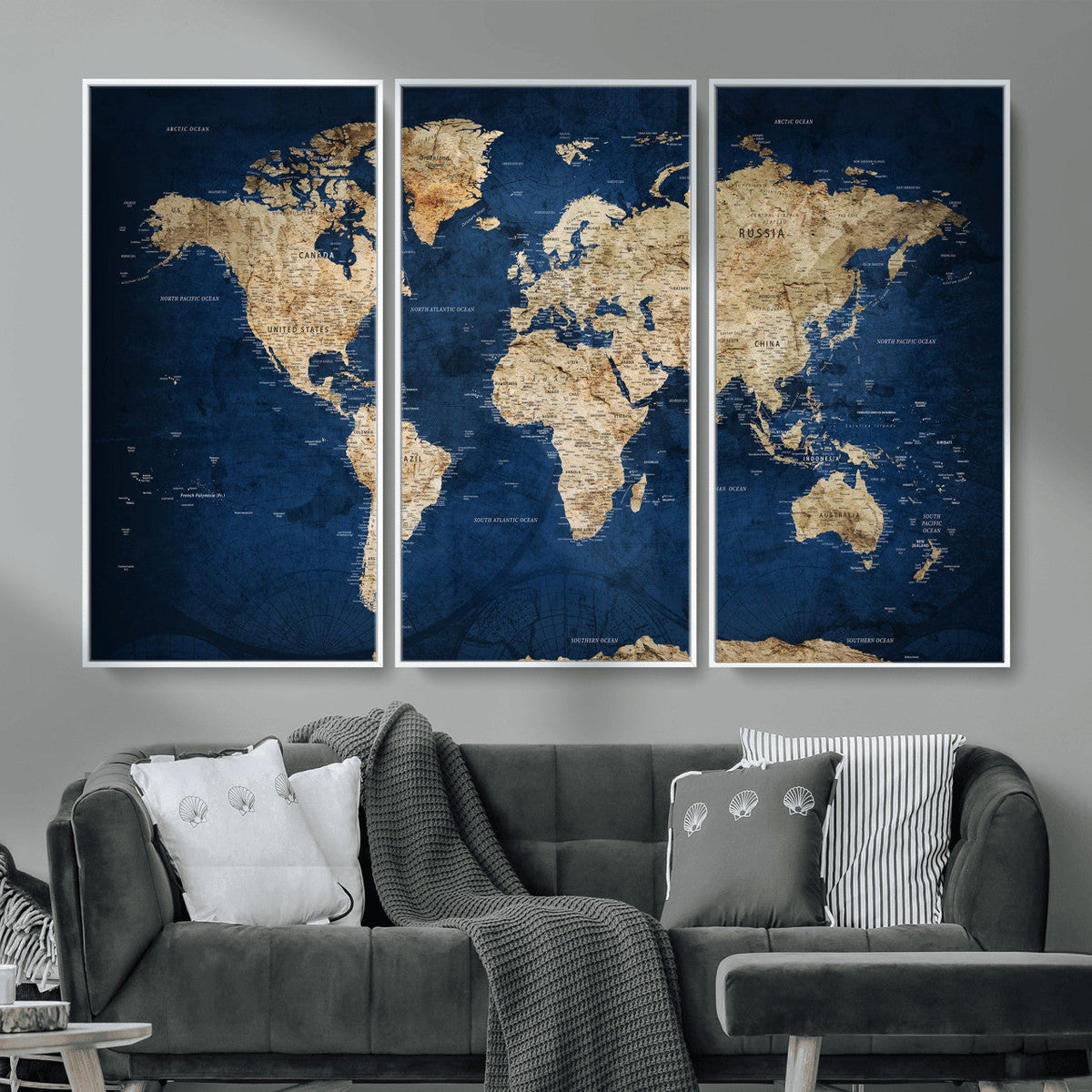 World Map Canvas Print – Framed Travel Map Wall Art for