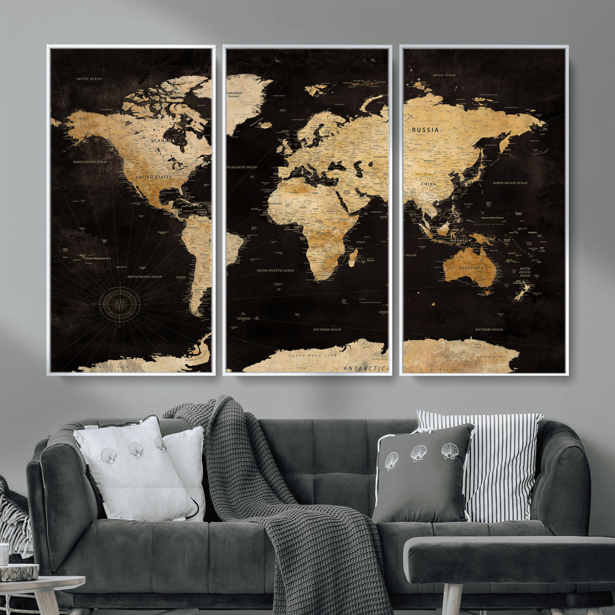 Extra Large World Map Canvas Print – Detailed Map Classic