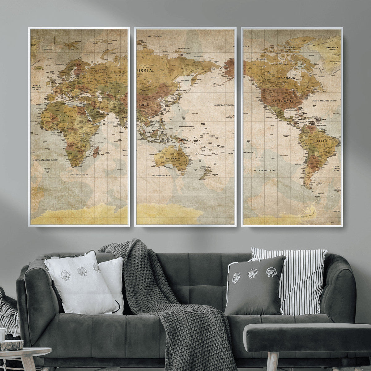World Map Canvas Print – Detailed Map of the World Wall Art