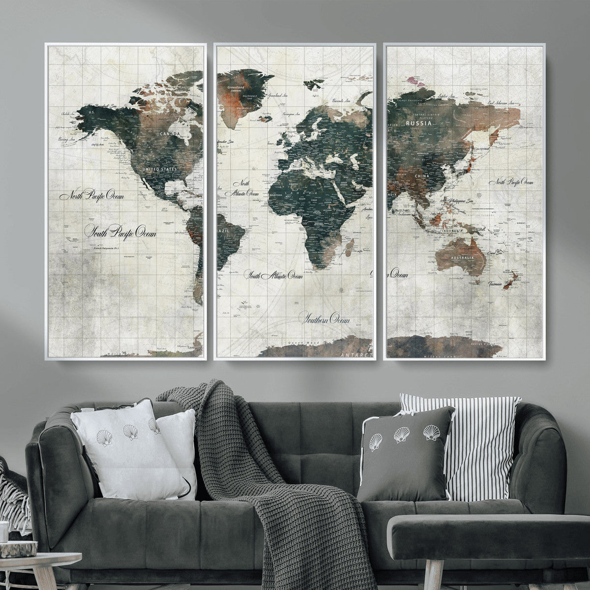 World Map Canvas Print – Framed Travel Map Wall Art for