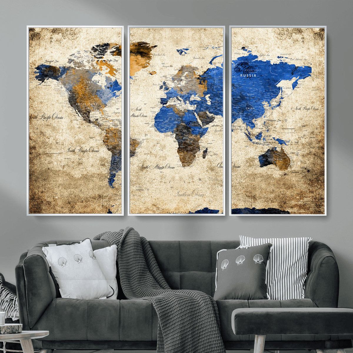 World Map Canvas Print – Colorful Abstract Travel Map,