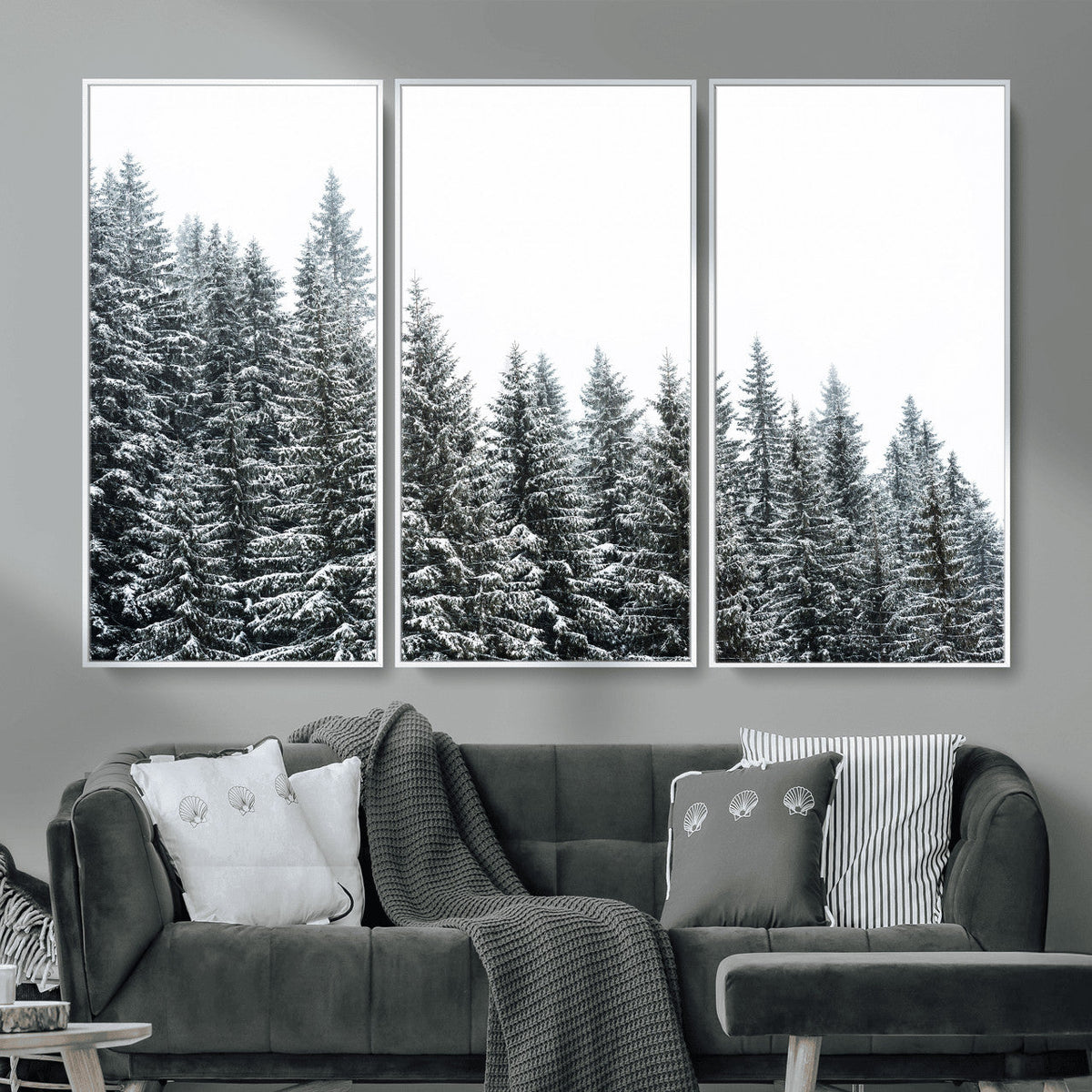 Misty Mountain Forest Canvas Print, Foggy Pine Trees Nature