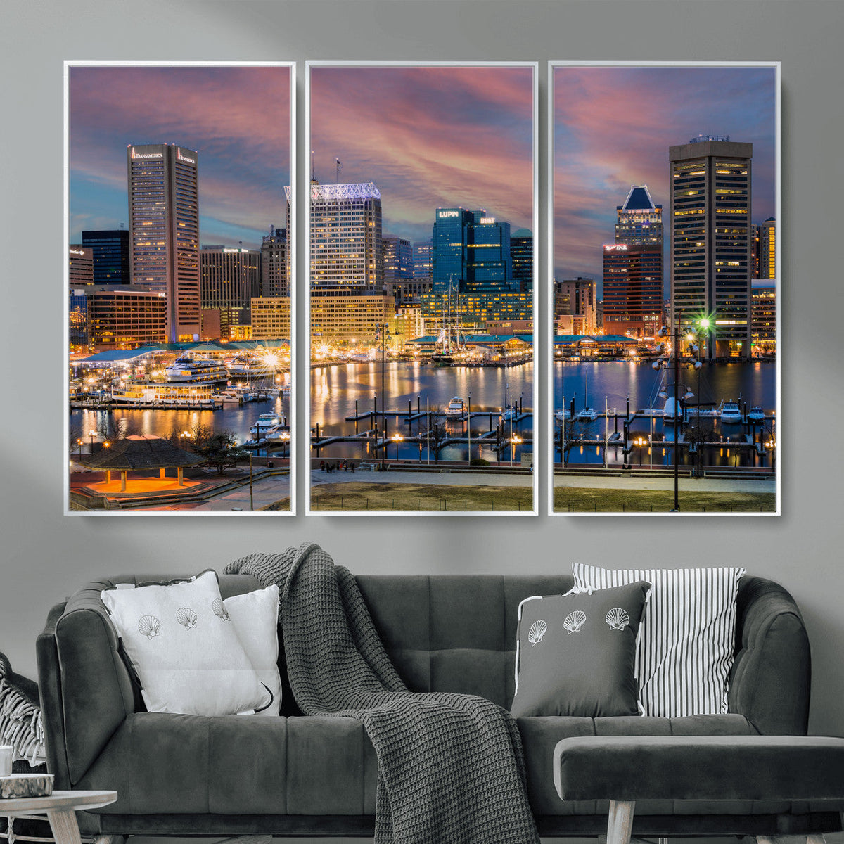 Baltimore Skyline Wall Art Canvas Print, Baltimore Downtown
