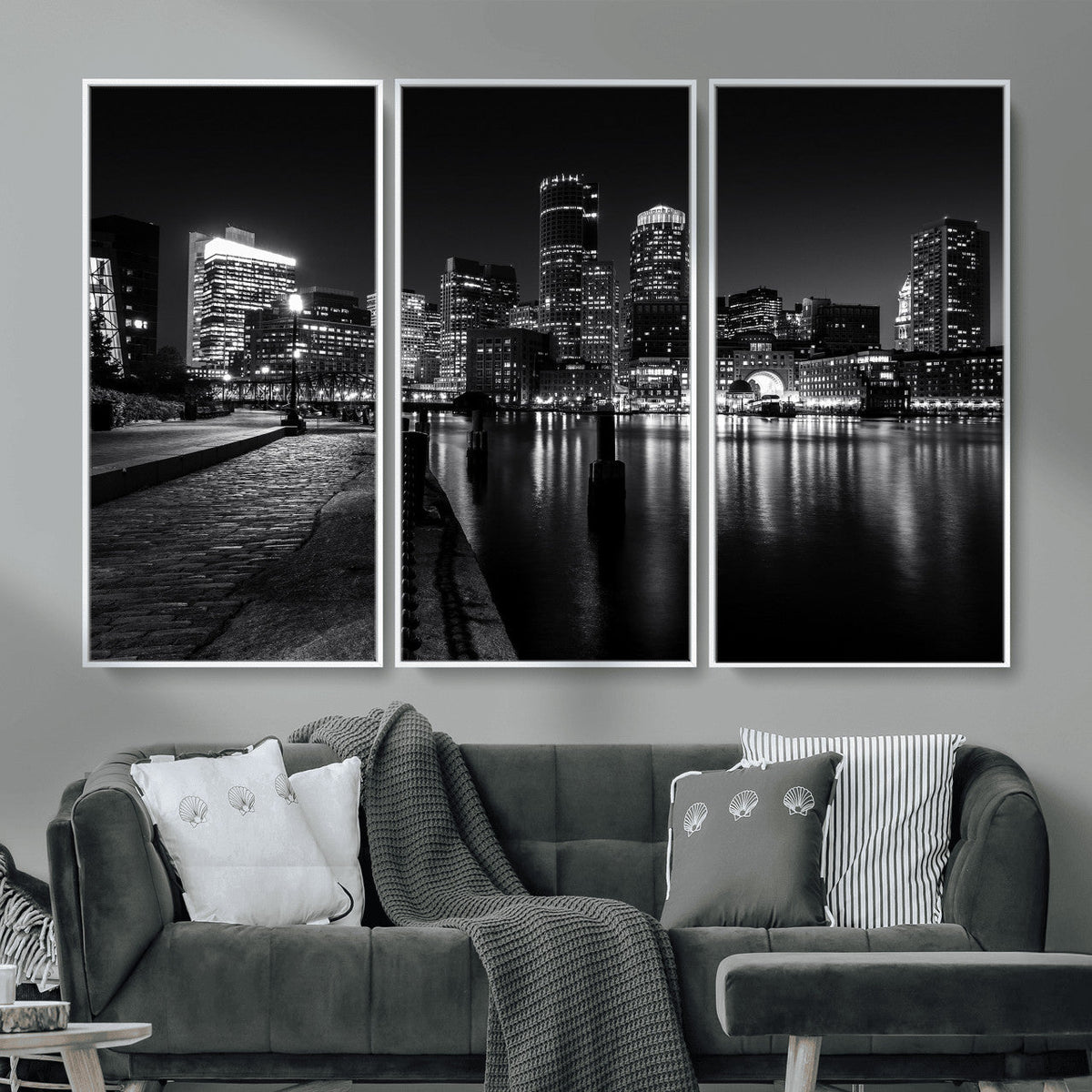Boston Wall Art Canvas Print, Boston City Downtown Night