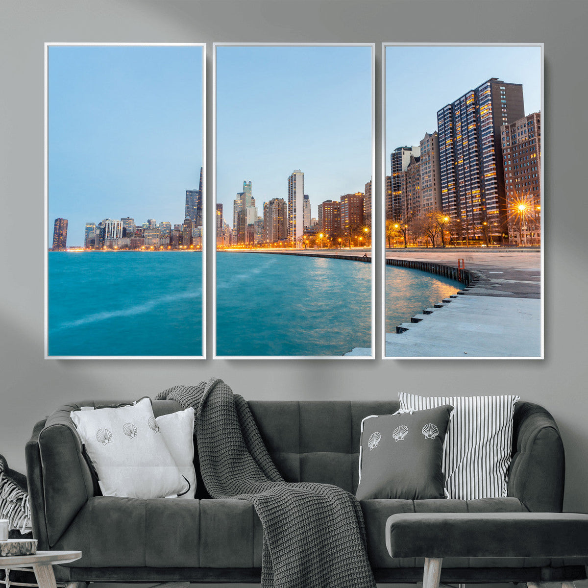 Chicago Wall Art Canvas Print, Chicago City Downtown Night