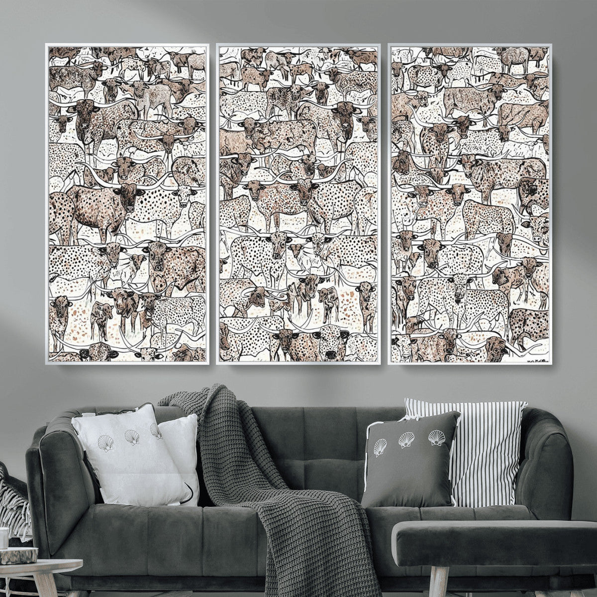 Abstract Texas Cow Wall Art Canvas Print - Farm Longhorn