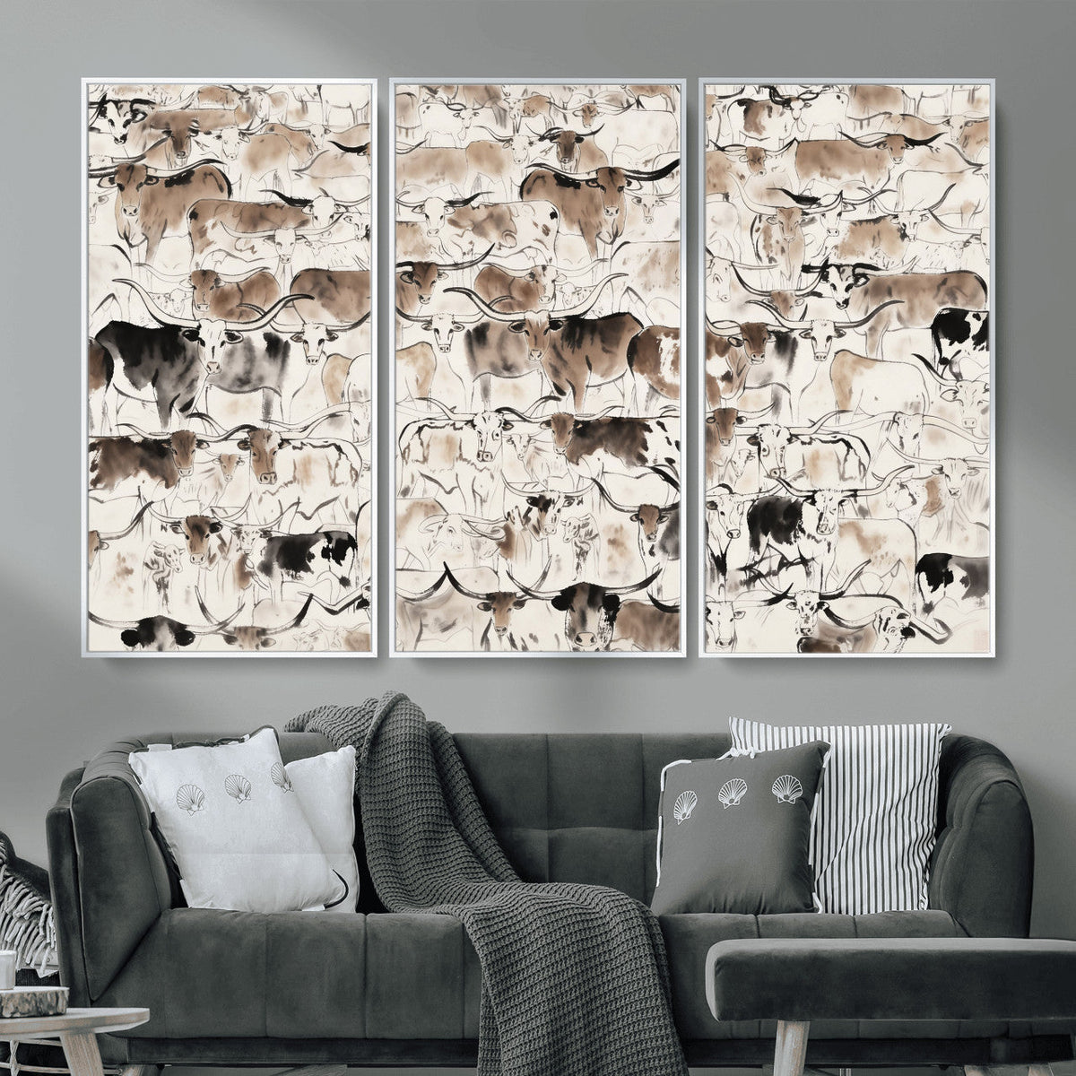 Abstract Texas Cow Canvas Print for Cabin and Western Home