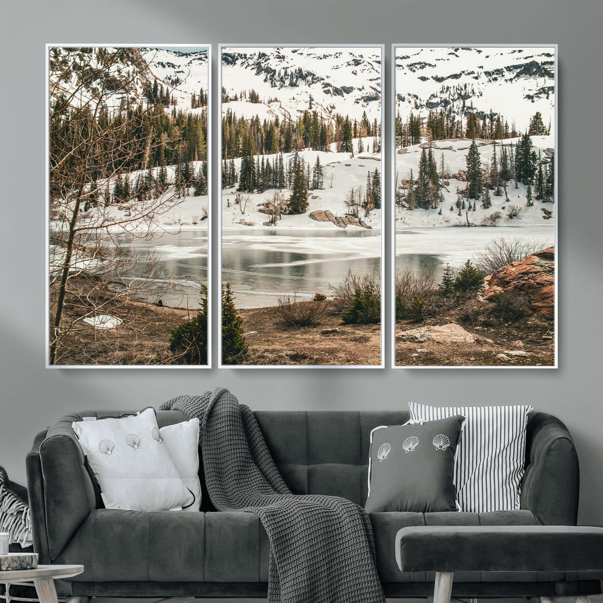 Snowy Mountain Landscape Wall Art Canvas Print, Alpine Pine