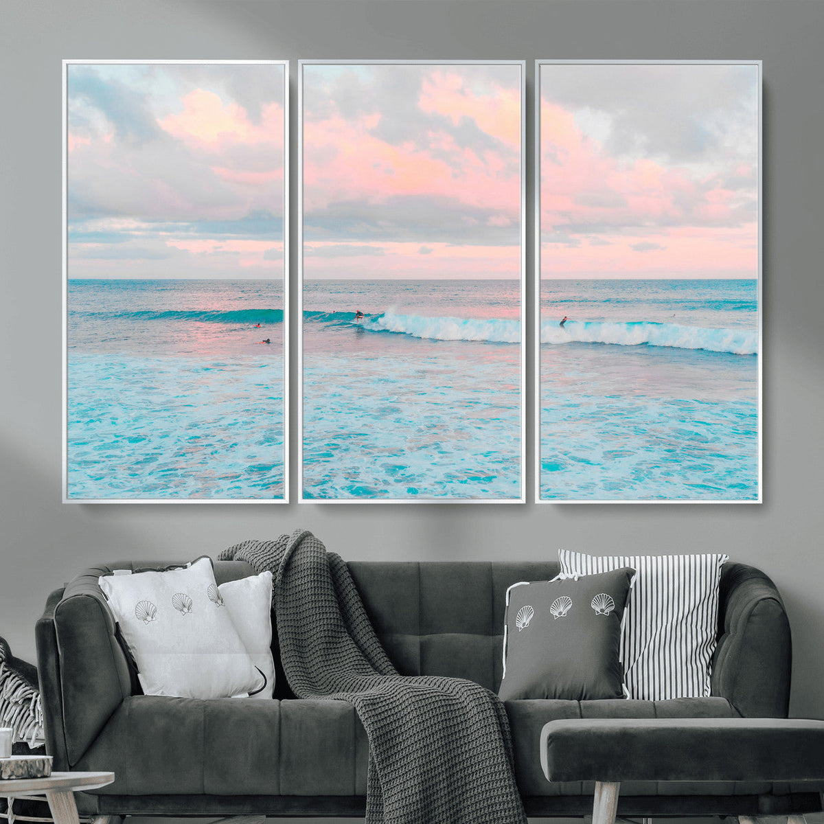 Ocean Wave Wall Art Canvas Print, Pastel Surf Seascape