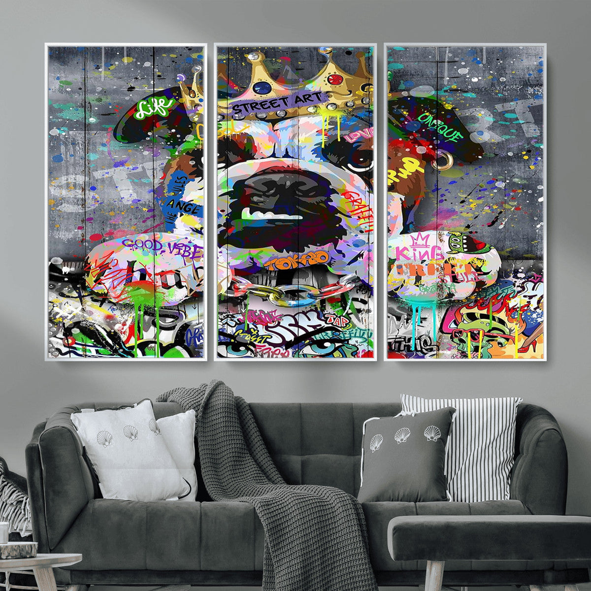 Graffiti Dog Wall Art Decor for Teen Bedroom - Abstract
