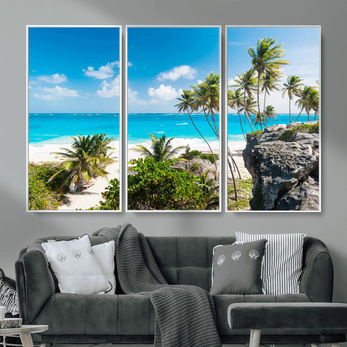 Tropical Beach Wall Art Canvas Print, Palm Tree Ocean