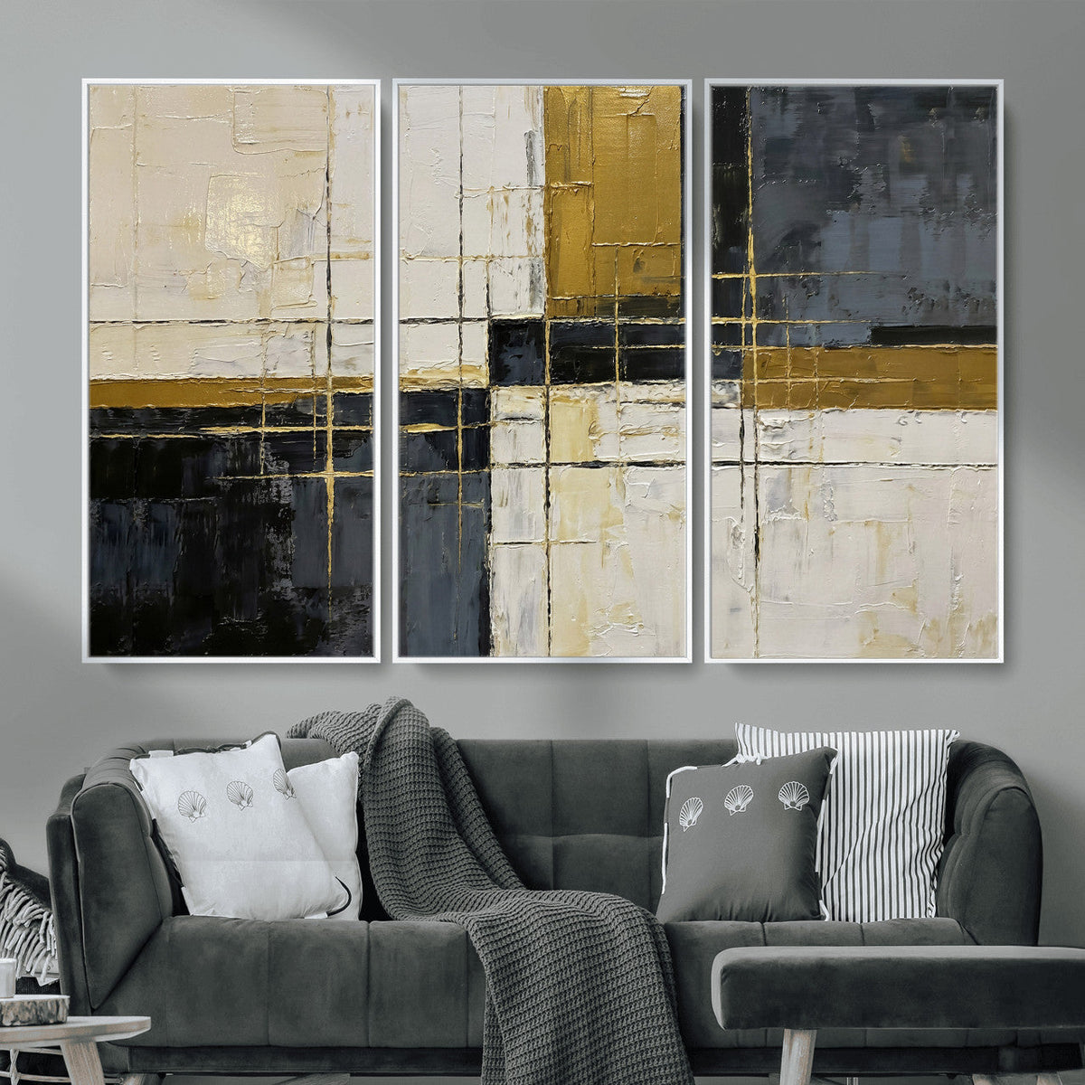 Abstract Gold and Black Wall Art Canvas Print – Modern
