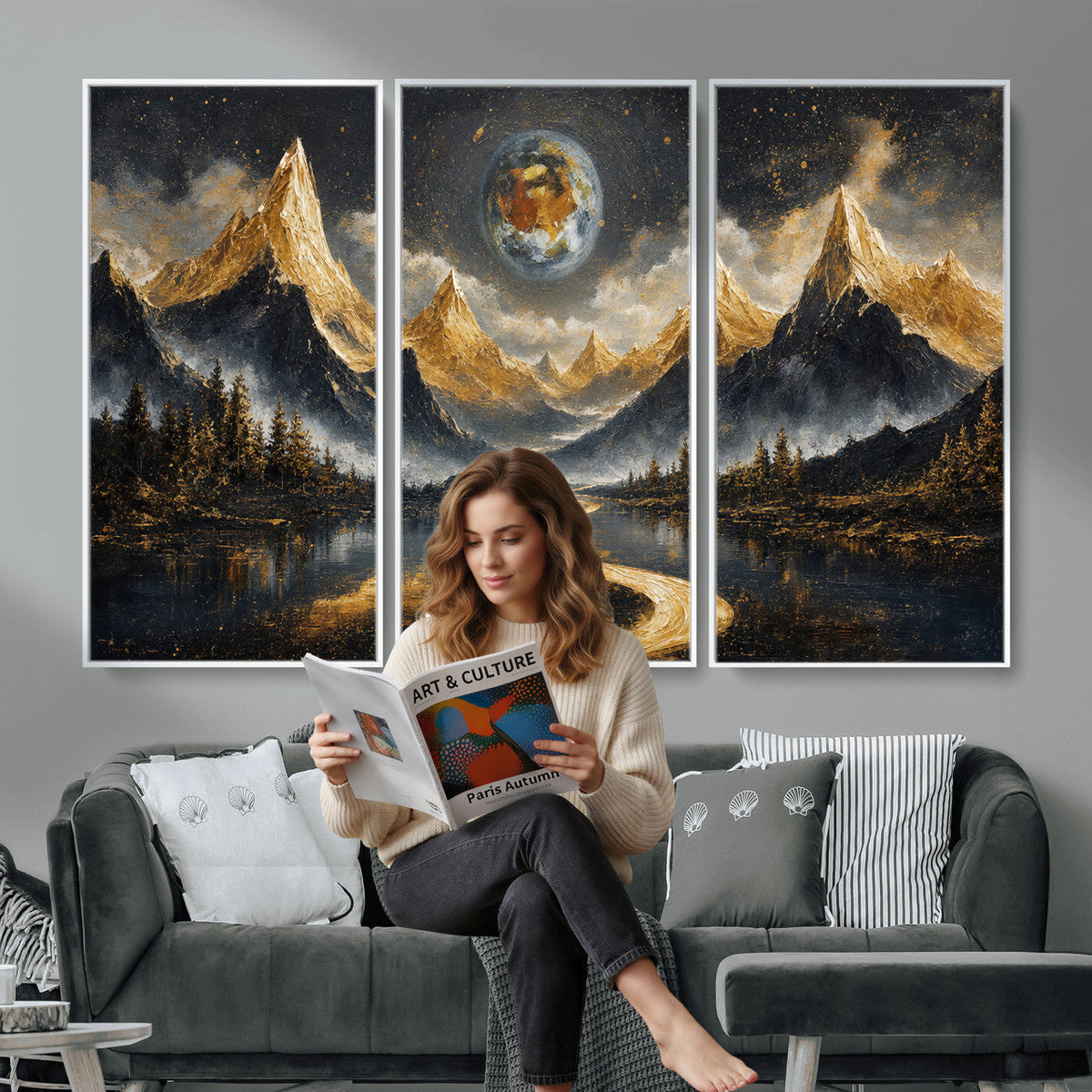 Abstract Mountain Wall Art Canvas Print Modern Landscape Painting Print