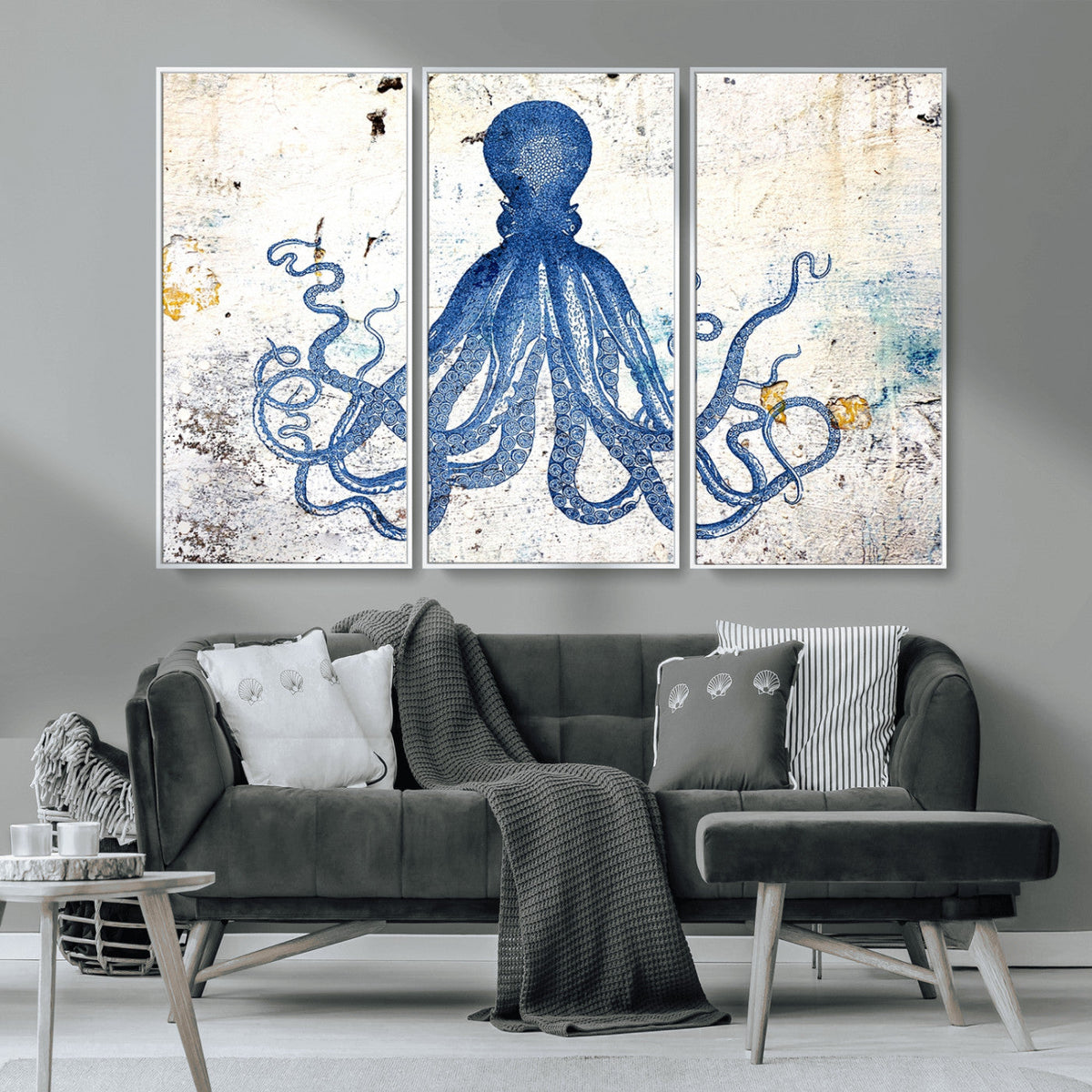 Octopus Canvas Wall Art | Coastal Marine Life Artwork for