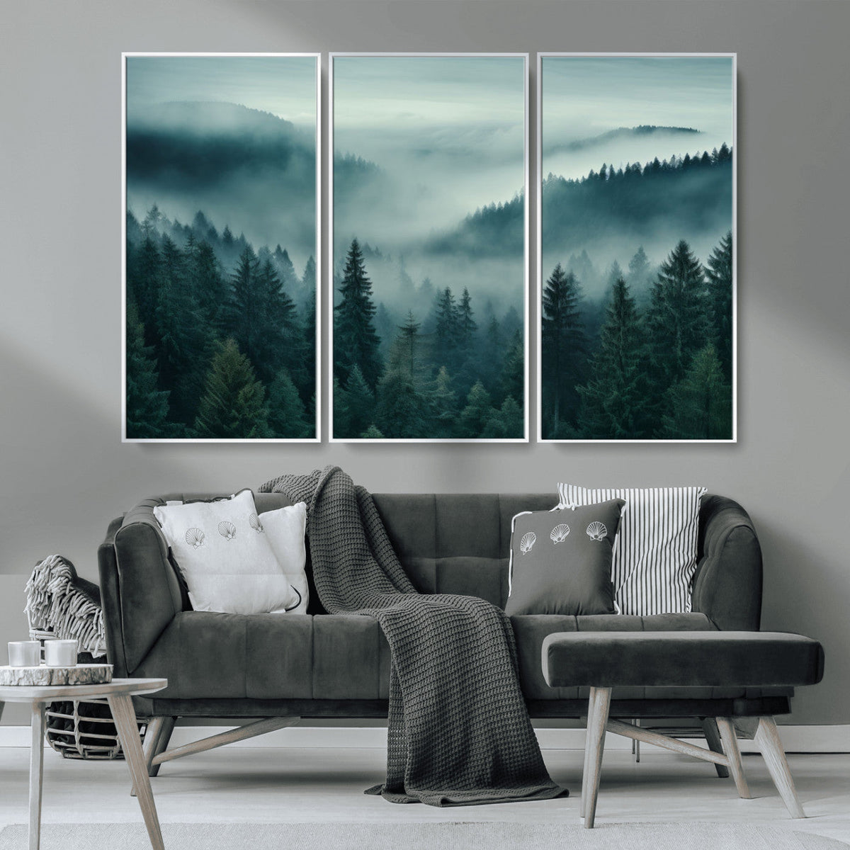 Captivating Misty Foggy Forest Wall Art Premium Canvas Print
