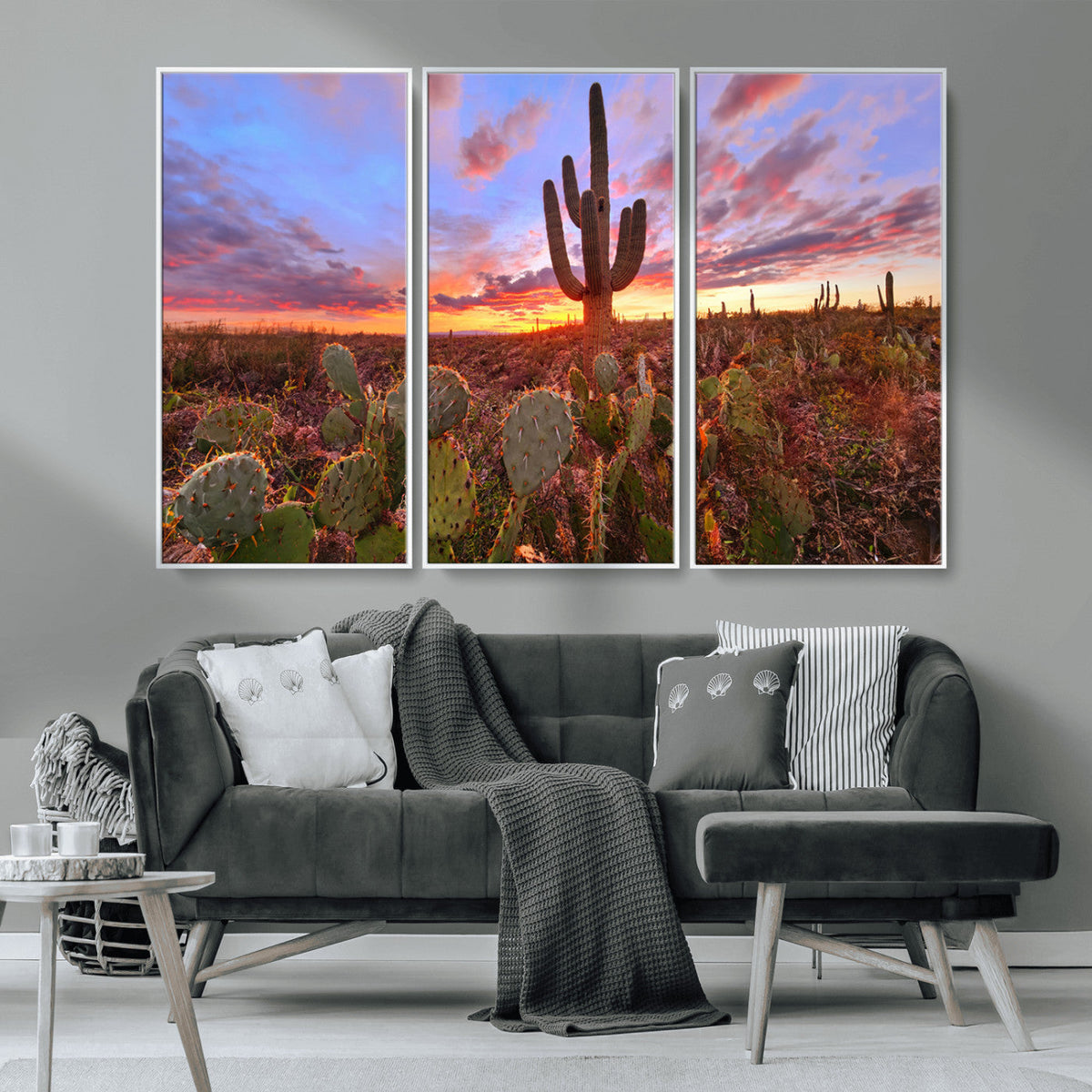 Arizona Desert Wall Art Canvas Print - Framed Deser Sunset
