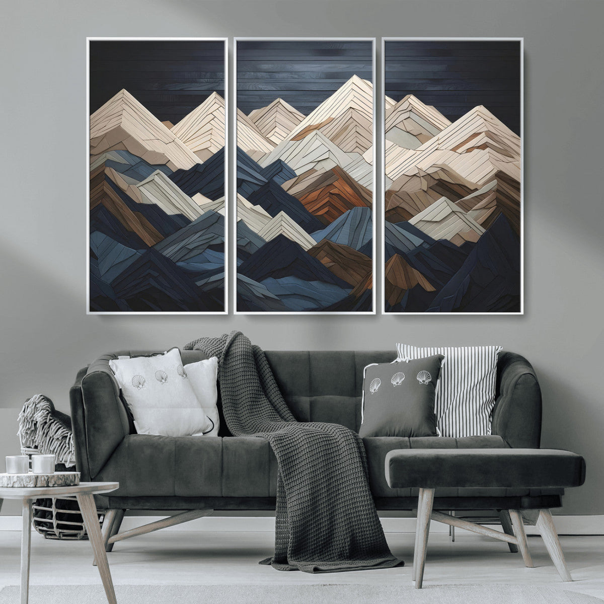 Mountain Wall Art – Modern Geometric Landscape Canvas Print,